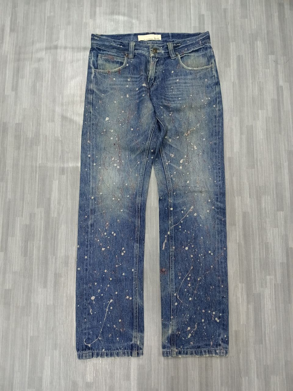 Japanese Brand SICK SPLATTED SELF DENIM PANTS Size US 30 / EU 46 - 2 Thumbnail