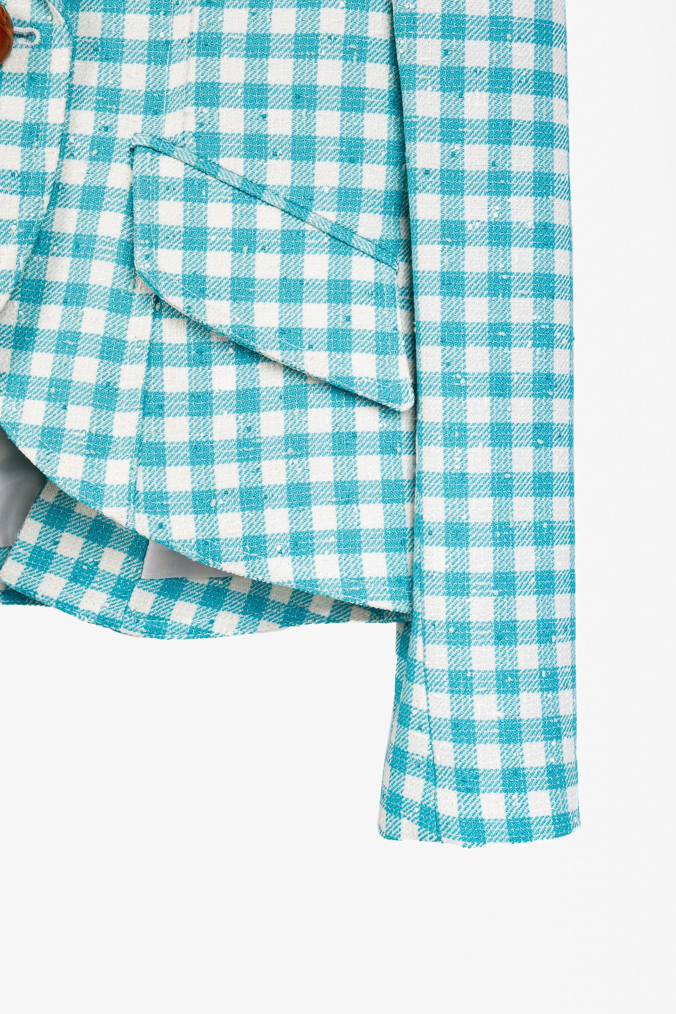 SMYTHE Smythe SS/22 Aqua Check Pouf Sleeve One Button Blazer Size S / US 4 / IT 40 - 6 Thumbnail