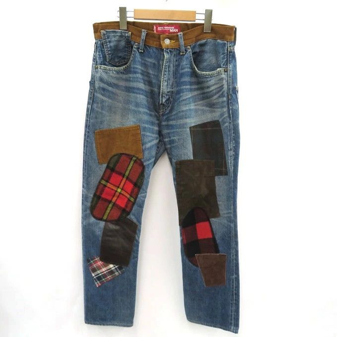 Junya Watanabe Denim Zipper Wide Pattern Patch Work Pants Cotton Indigo Size US 32 / EU 48 - 1 Thumbnail