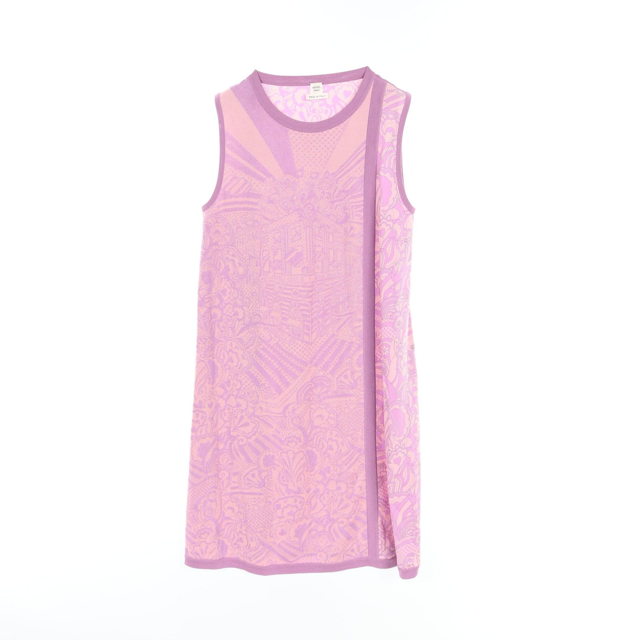 Hermes Hermes One Piece No Sleeve Silk Rayon Purple Switching Size ONE SIZE - 1 Thumbnail