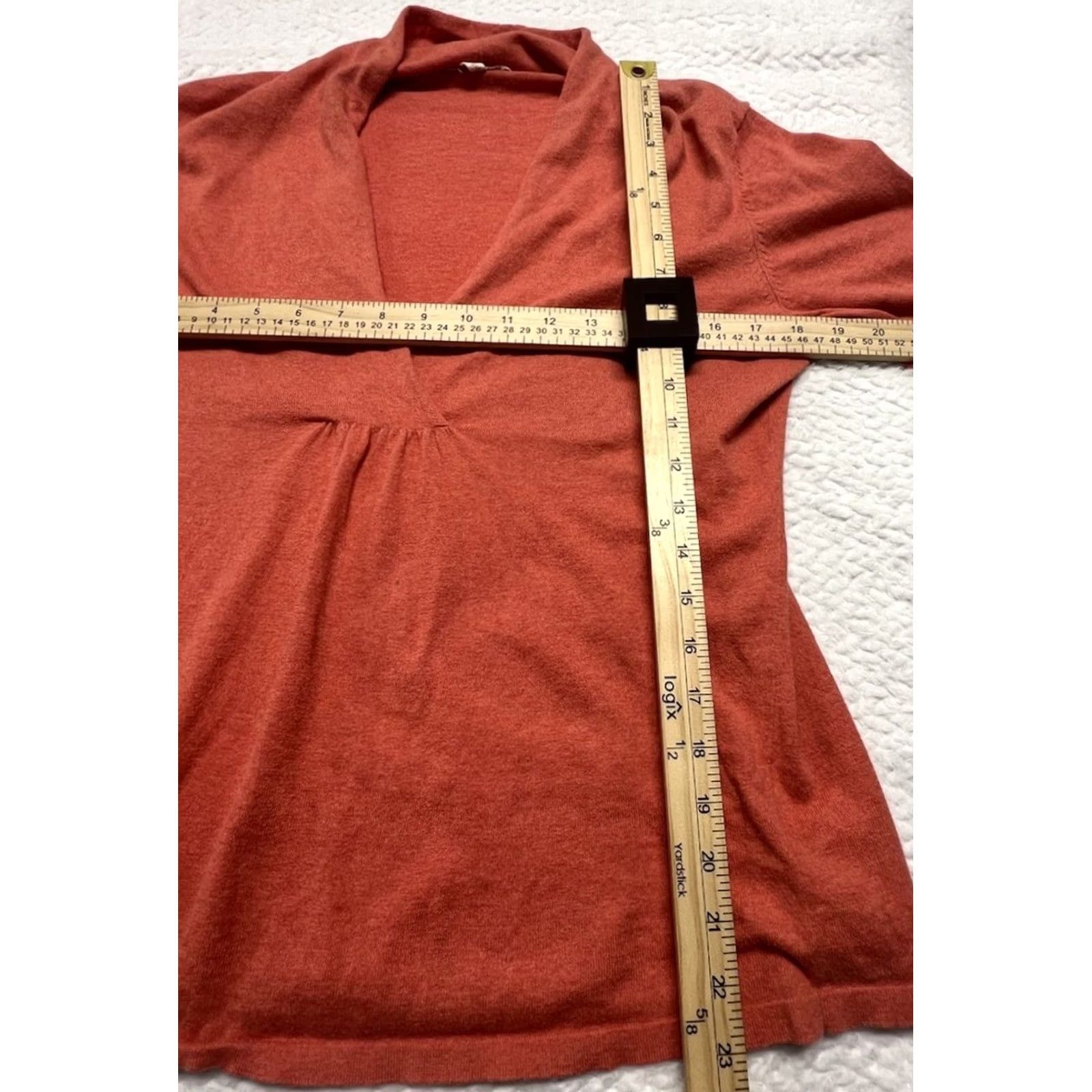 Eileen Fisher Eileen Fisher Tunic Women’s M 3/4 Sleeve V-Neck Cotton Cashmere Terracotta Orange Knit Sweater Dressy Casual Size M / US 6-8 / IT 42-44 - 5 Thumbnail