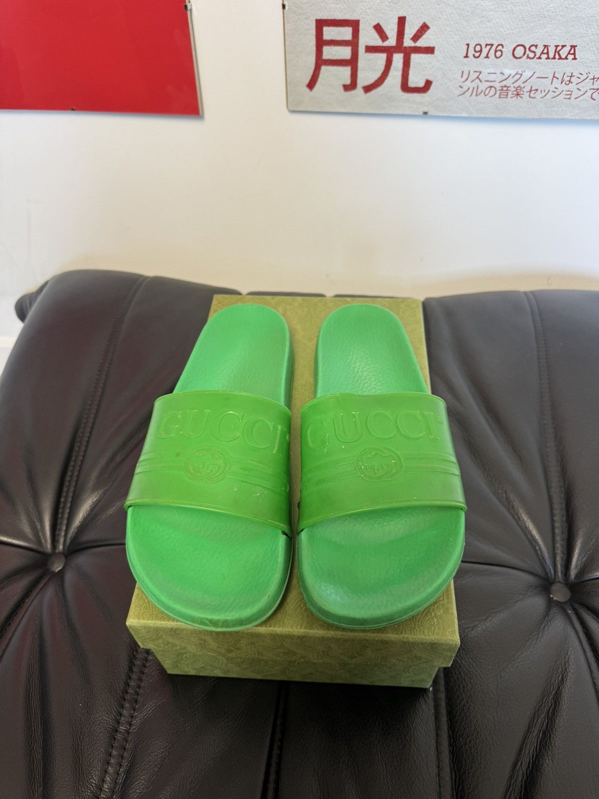 Gucci GUCCI Pursuit Green Pool Slides / Sandals Designer Luxury Size US 9 / EU 42 - 1 Thumbnail