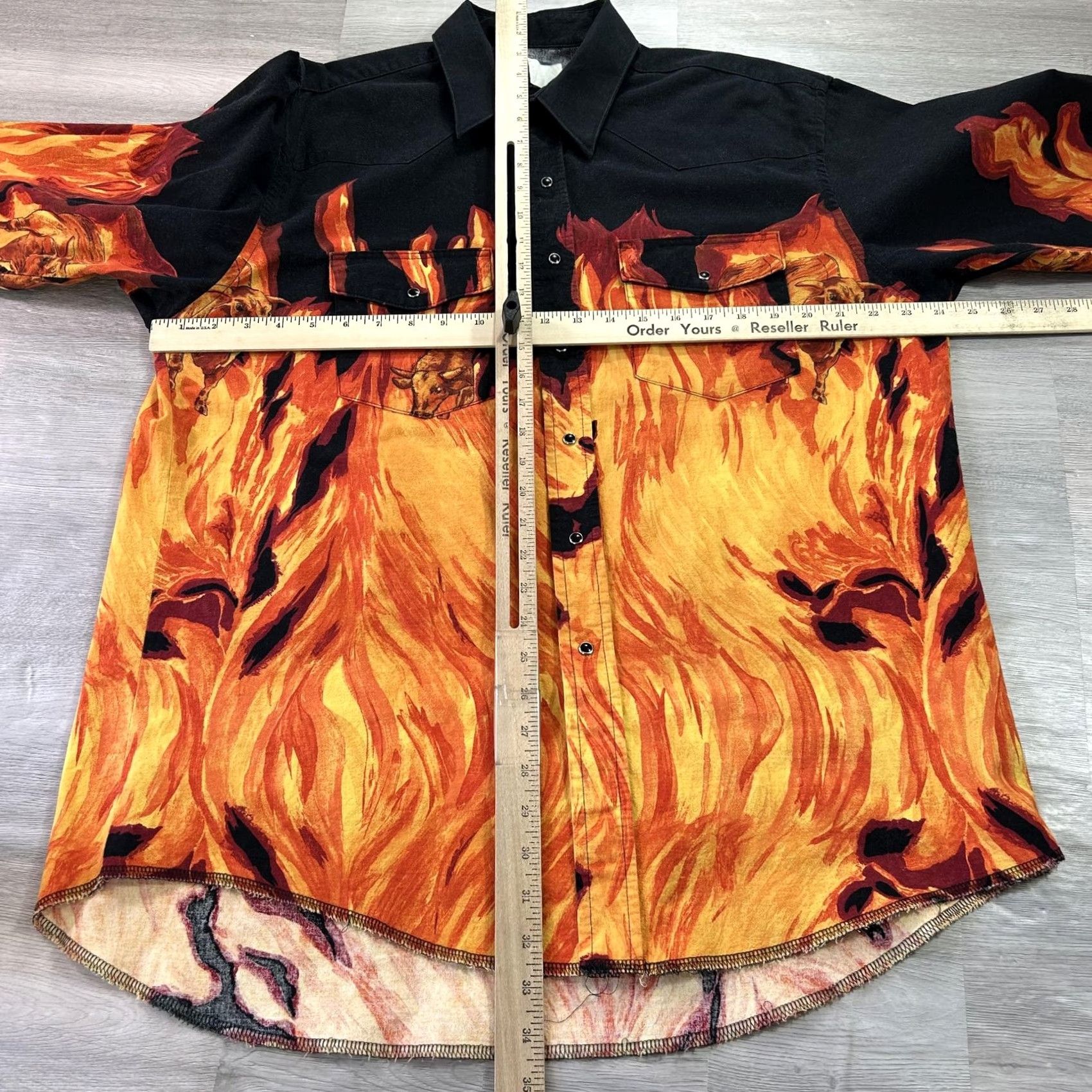 Wrangler VINTAGE Wrangler Shirt Mens 2XL Orange Flame Western Snap Long Sleeve Bull Graphic Shirt Size US XXL / EU 58 / 5 - 6 Thumbnail
