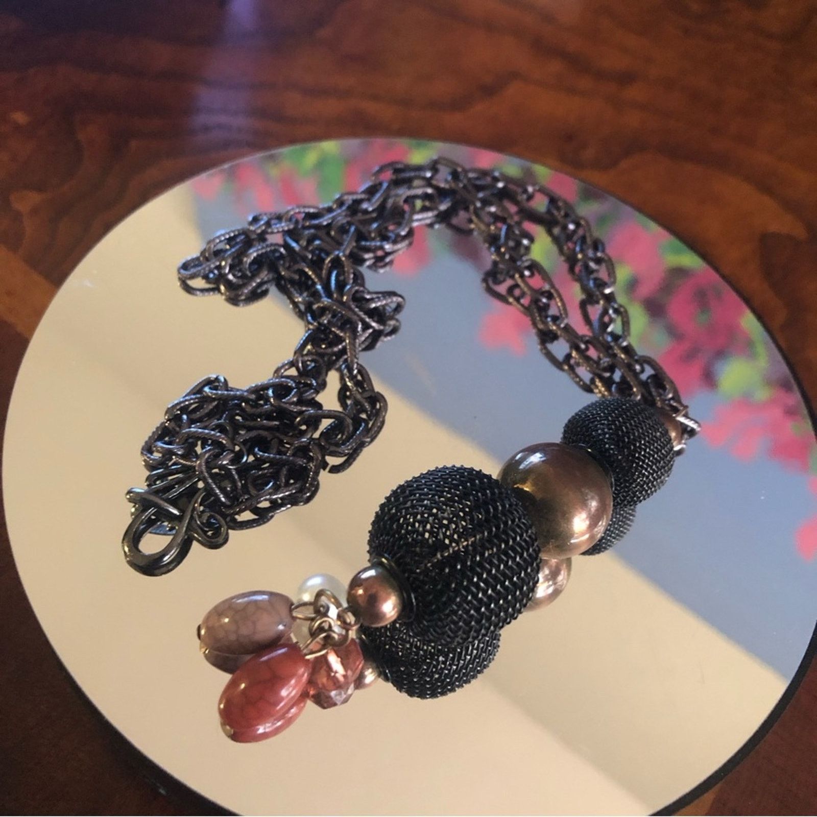 Handmade Handcrafted repurpose black gunmetal chain necklace Size ONE SIZE - 2 Thumbnail
