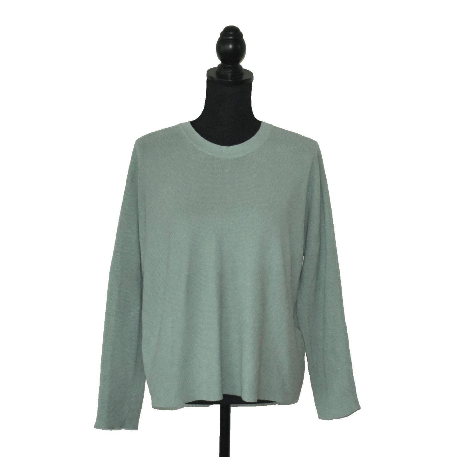 Eileen Fisher EILEEN FISHER Mist Green Linen Knit Crew Neck Sweater Sz XS Size XS / US 0-2 / IT 36-38 - 1 Thumbnail