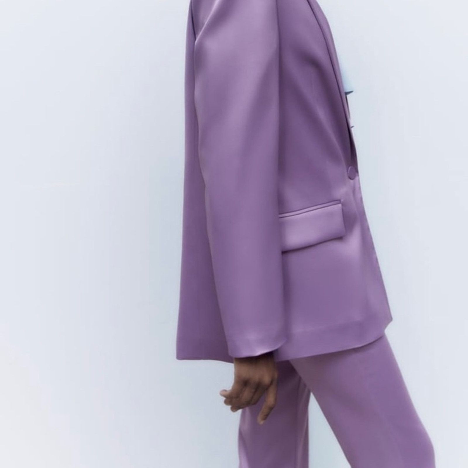 Zara ZARA SATIN EFFECT BLAZER LILAC Size XS / US 0-2 / IT 36-38 - 14 Thumbnail