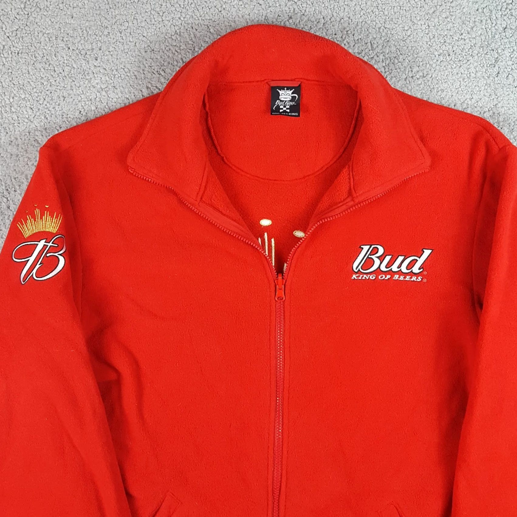 Budweiser VINTAGE Budweiser Racing NASCAR Fleece Full Zip Up Mens L Windbreaker Jacket Red 90s 00s Y2K Racing Logo Embroidered Zip Short URL Size US L / EU 52-54 / 3 - 2 Thumbnail