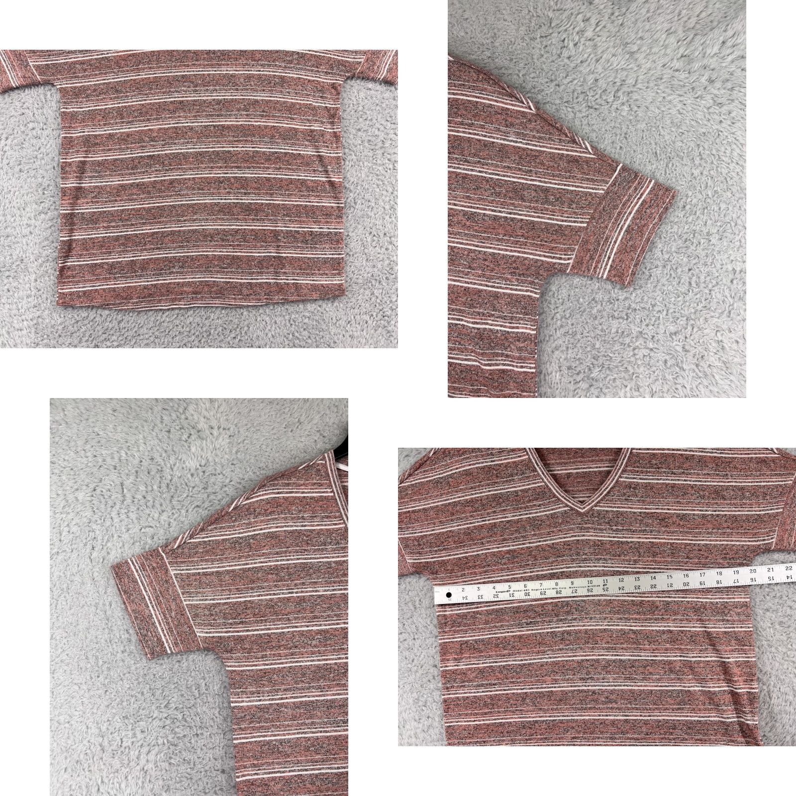 Calvin Klein Calvin Klein Shirt Womens Small Pink Striped V-Neck Polyester Blend Knit Size S / US 4 / IT 40 - 8 Thumbnail