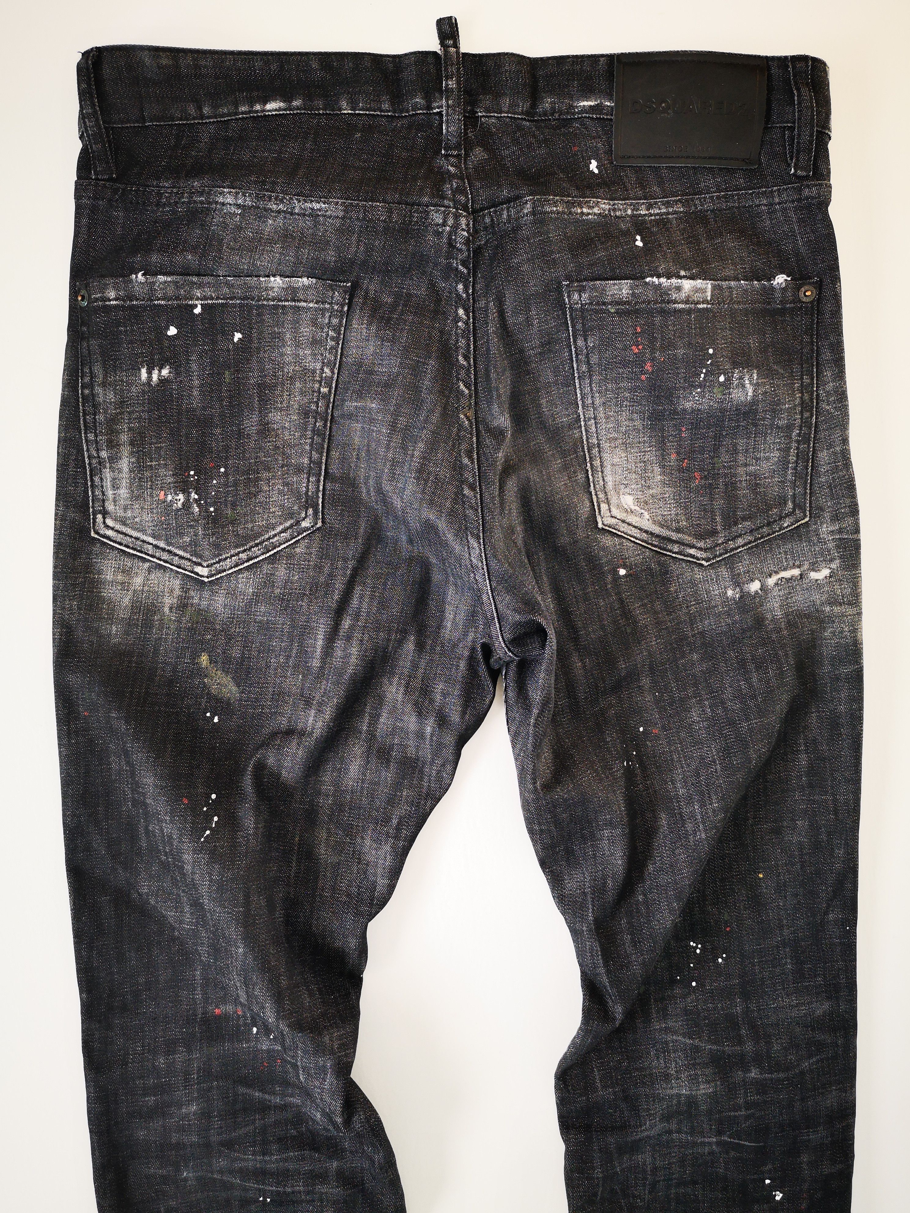Dsquared2 DSQUARED2 24' BLACK USED DENIM PAINTED COOL GUY JEANS GR. 48 Size US 32 / EU 48 - 9 Thumbnail