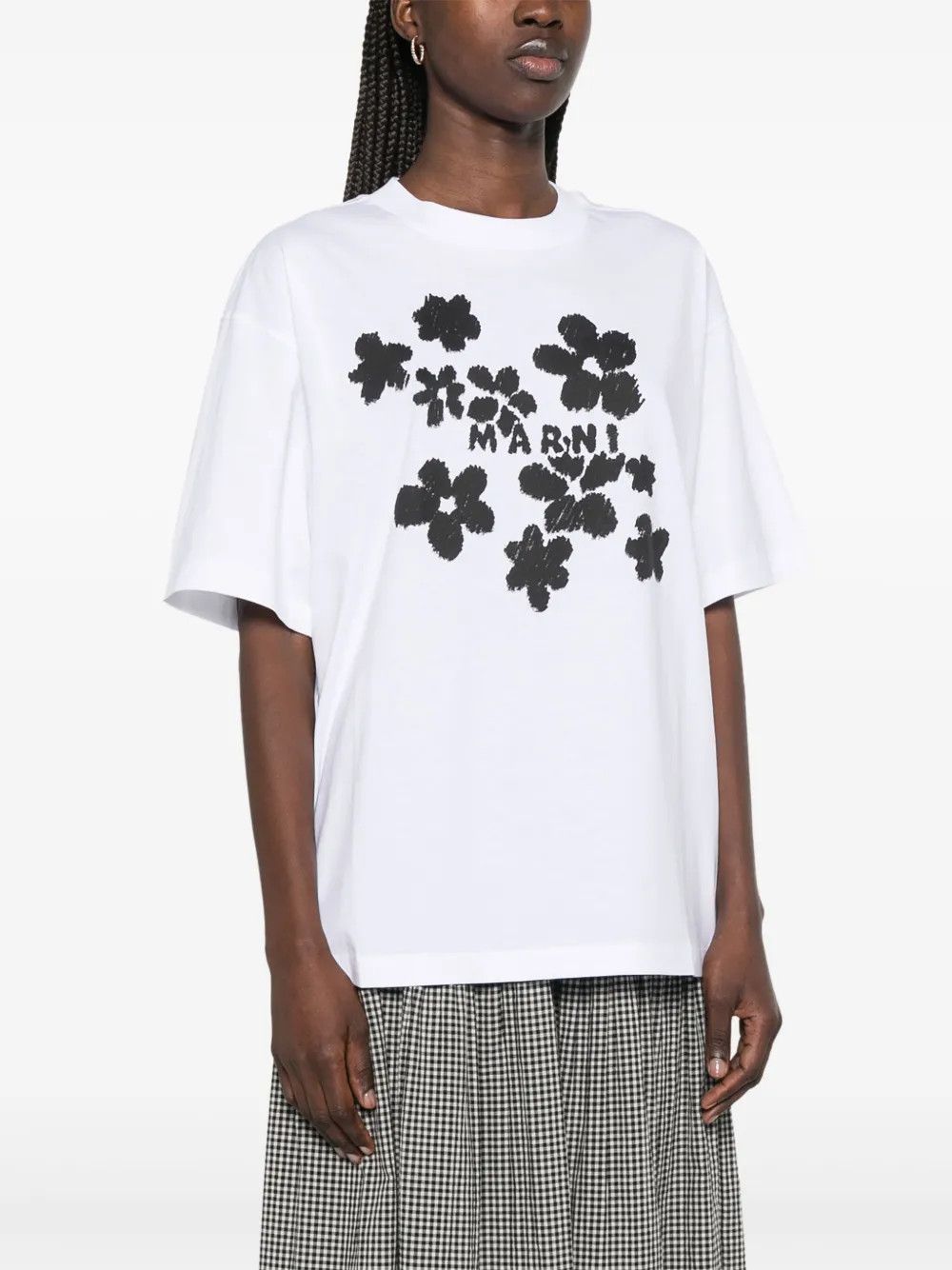 Marni o1w1db10426 Floral-Print T-Shirt in White Size L / US 10 / IT 46 - 5 Thumbnail