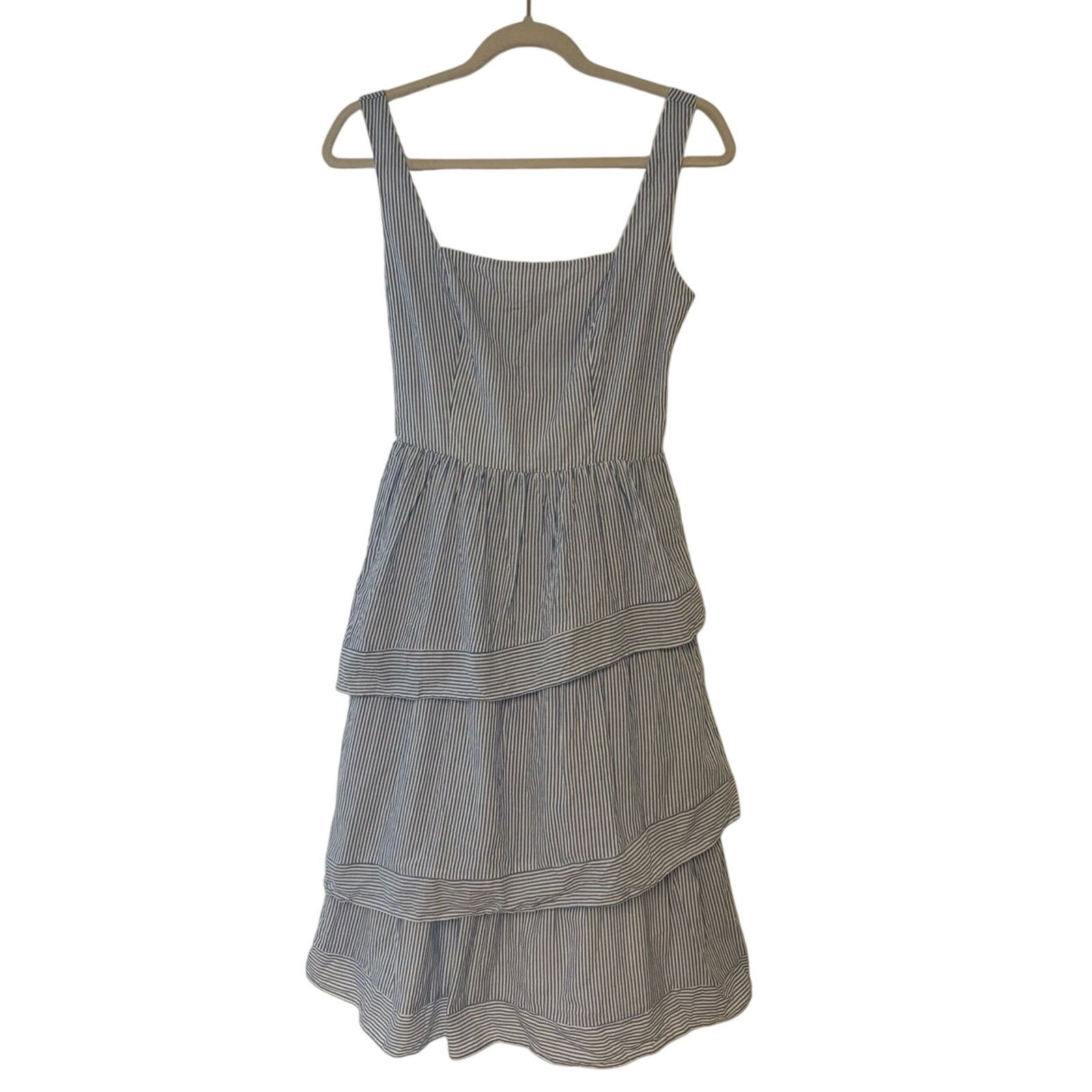 J.Crew NWT J.Crew Striped Sleeveless Belted Tiered Dress Blue 2 Size XS / US 0-2 / IT 36-38 - 4 Thumbnail