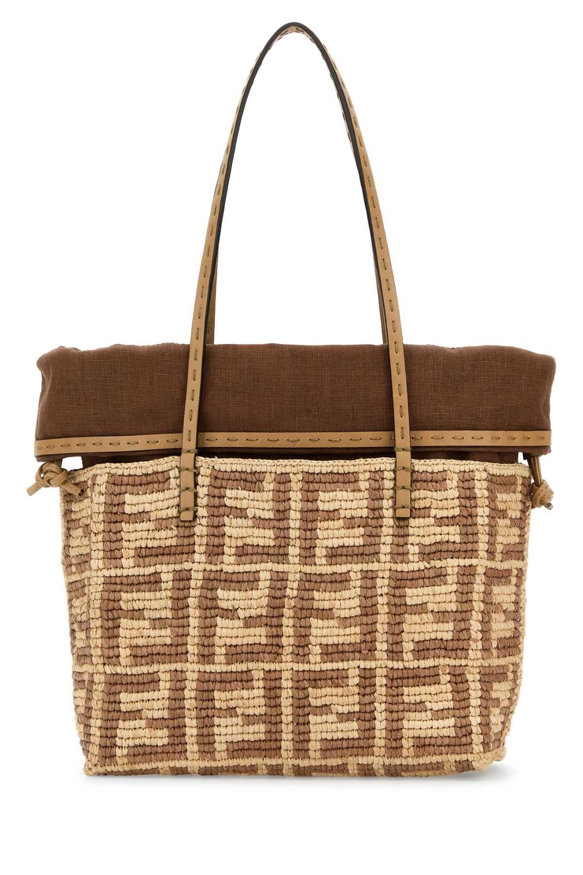 【関税&送料込】Fendi Embroidered Straw Small Roll Shopping Fendi Embroidered Straw Small Roll Shopping Bag in Natural