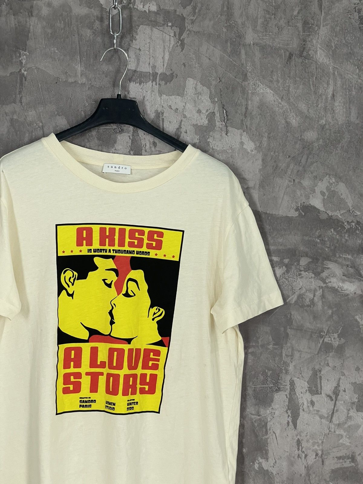 Sandro Sandro Y2K Print All Over “Kiss” Logo Luxury T shirt Size M / US 6-8 / IT 42-44 - 4 Thumbnail