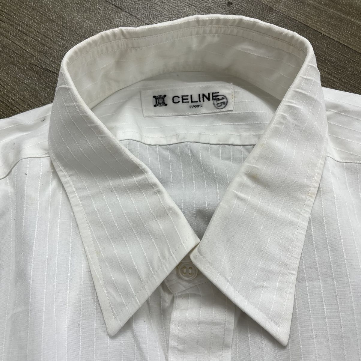 Celine 1990s Vintage Celine Paris Striped White Shirt Luxury Size US M / EU 48-50 / 2 - 4 Thumbnail