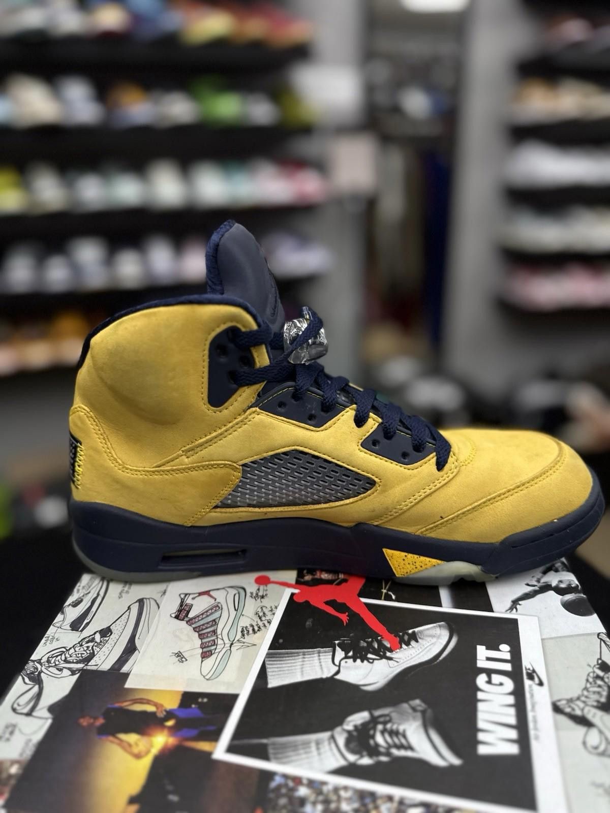 Jordan Brand Size 11 - Air Jordan 5 Retro SP Michigan Yellow Blue Suede Size US 11 / EU 44 - 5 Thumbnail