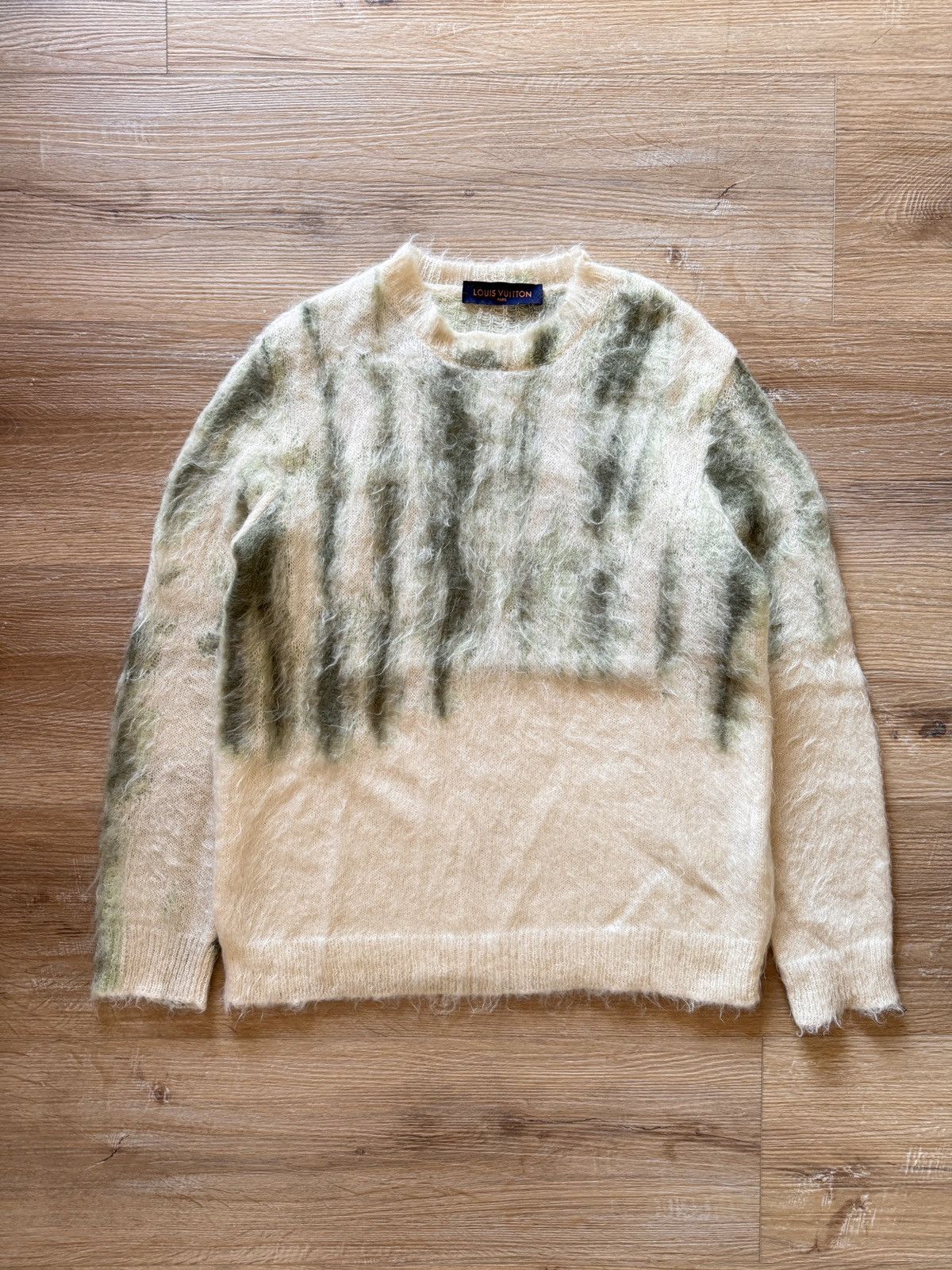 image of Louis Vuitton Ss19 Virgil Abloh Dyed Mohair Sweater in White, Men's (Size Small)