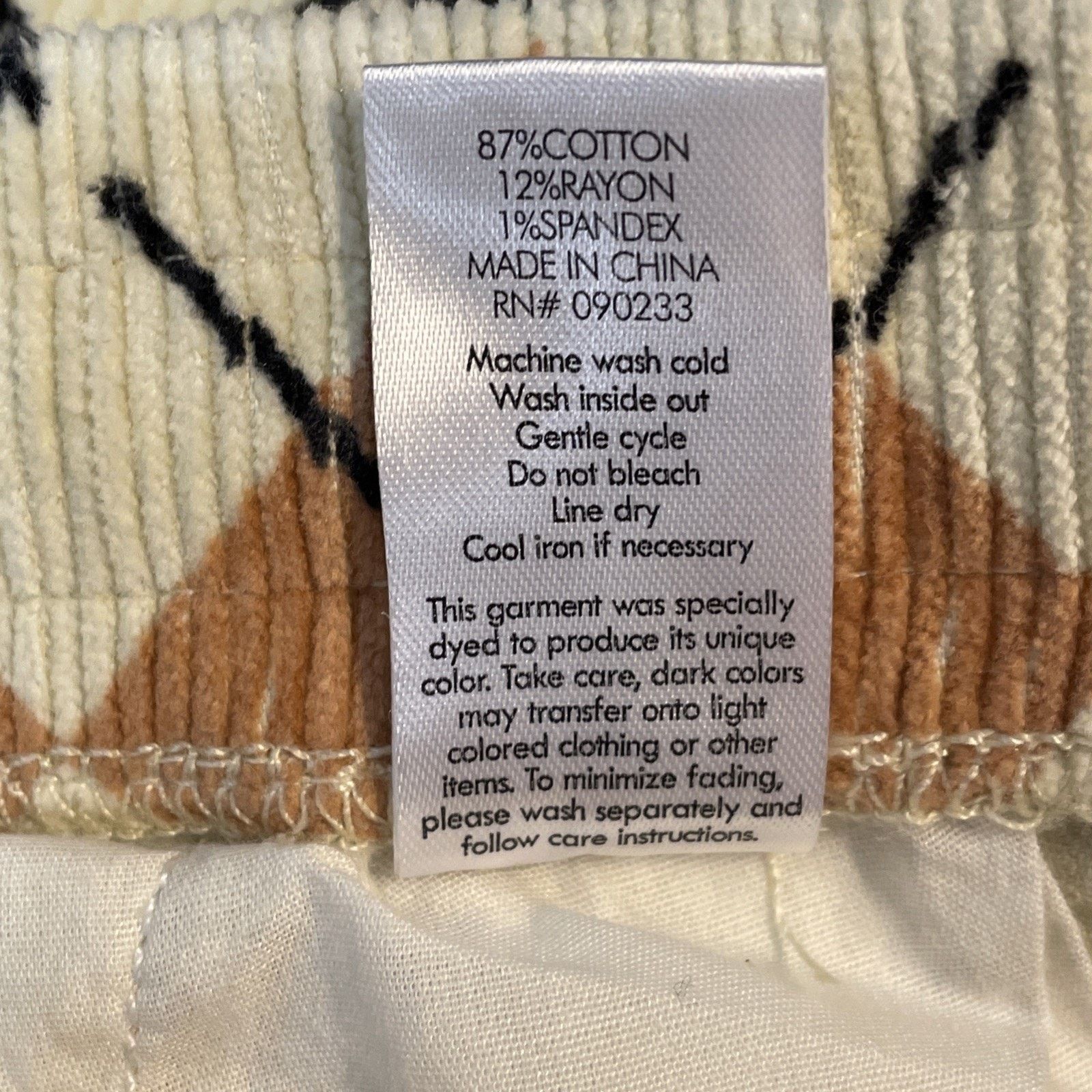 Pacsun PACSUN M Slim Argyle Corduroy PANTS Elastic Waist TAN GRAY Size 33" - 18 Thumbnail