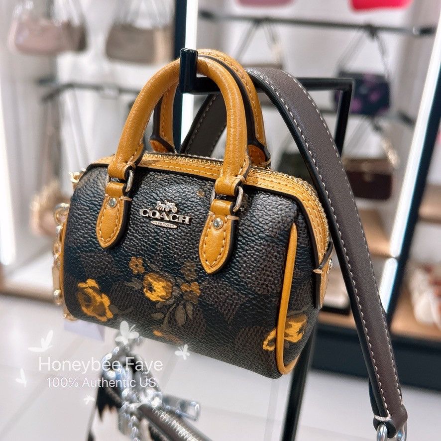 Coach Mini Rowan Bag Charm In Signature Canvas With Floral Size ONE SIZE - 5 Thumbnail