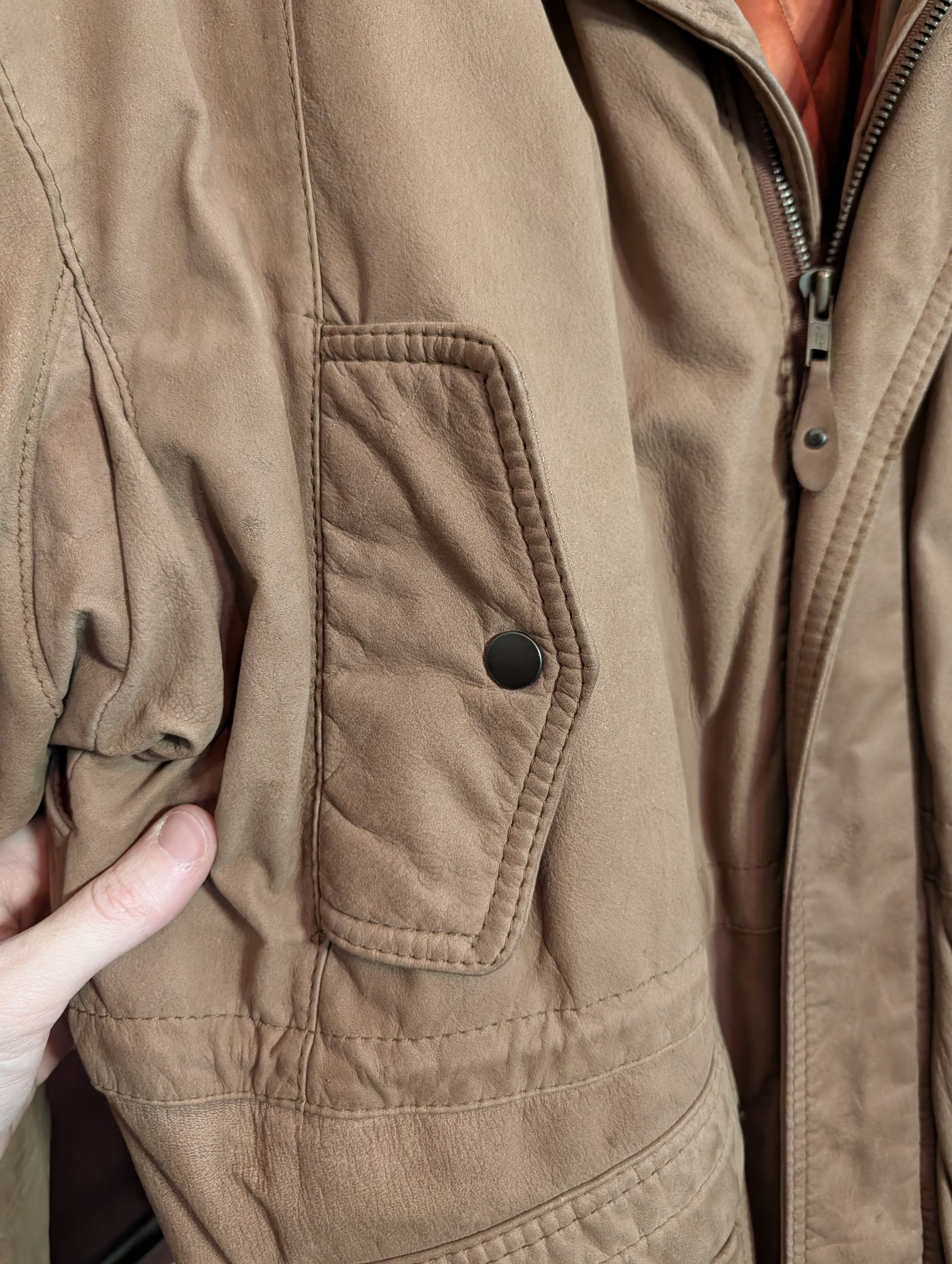 Vintage U2 Wear Me Out brown wool lined zip-up leather moto jacket Size US L / EU 52-54 / 3 - 3 Thumbnail