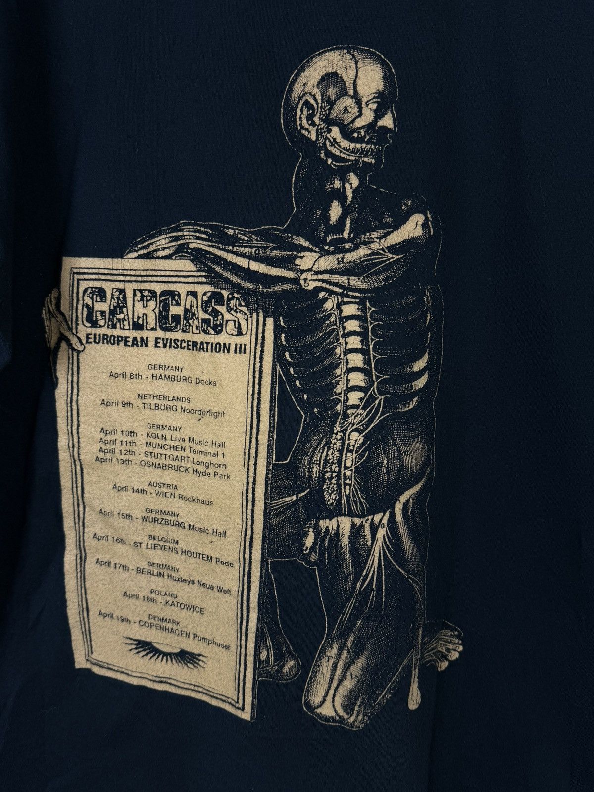 Band Tees 90s Carcass European Evisceration III 1993 Tour T-Shirt M Size US M / EU 48-50 / 2 - 6 Thumbnail
