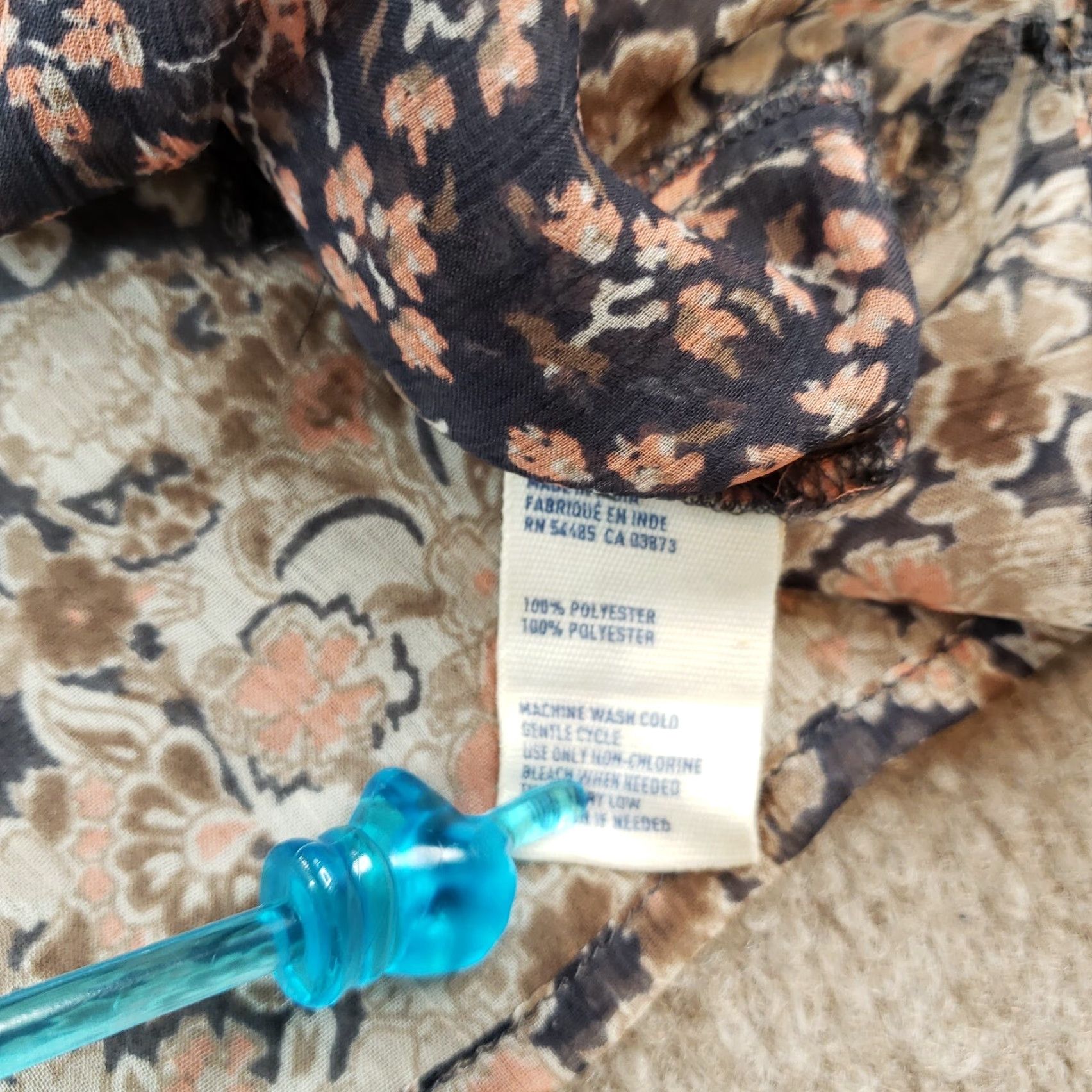 American Eagle Outfitters American Eagle Womens Small Blue Floral Blouse Top Loose V-Neck Bohemian Style Polyester Size S / US 4 / IT 40 - 6 Thumbnail