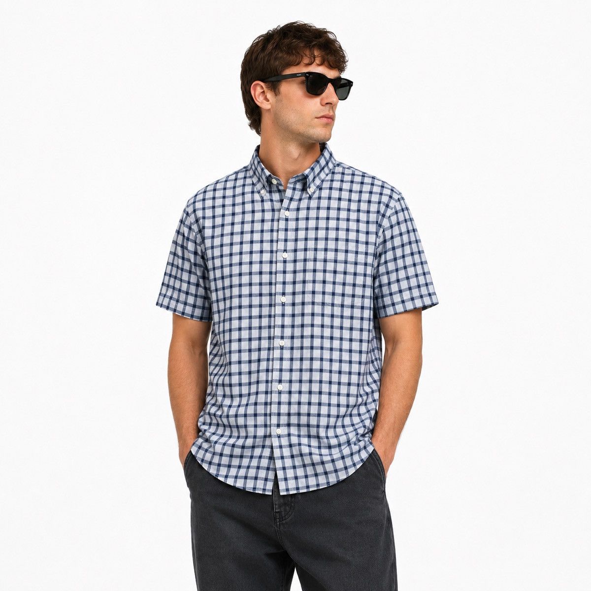 Yves Saint Laurent Yves Saint Laurent YSL Checked Button Up Short Sleeve Shirt Size US L / EU 52-54 / 3 - 1 Thumbnail