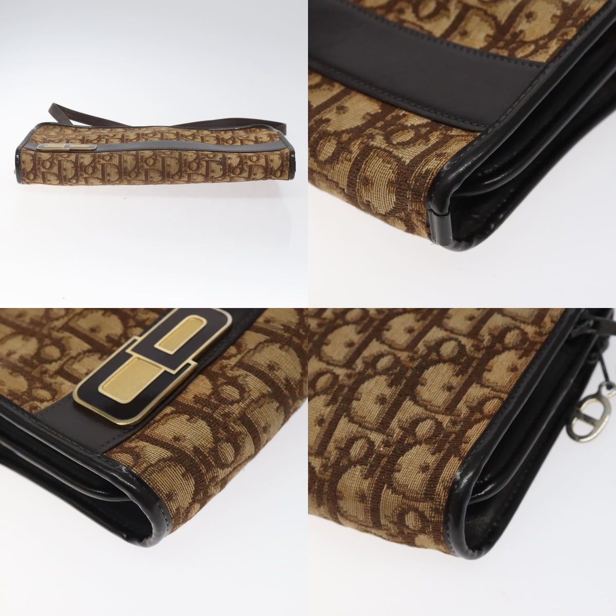 Dior DIOR Trotter Canvas Shoulder Bag Brown Gold Size ONE SIZE - 10 Thumbnail