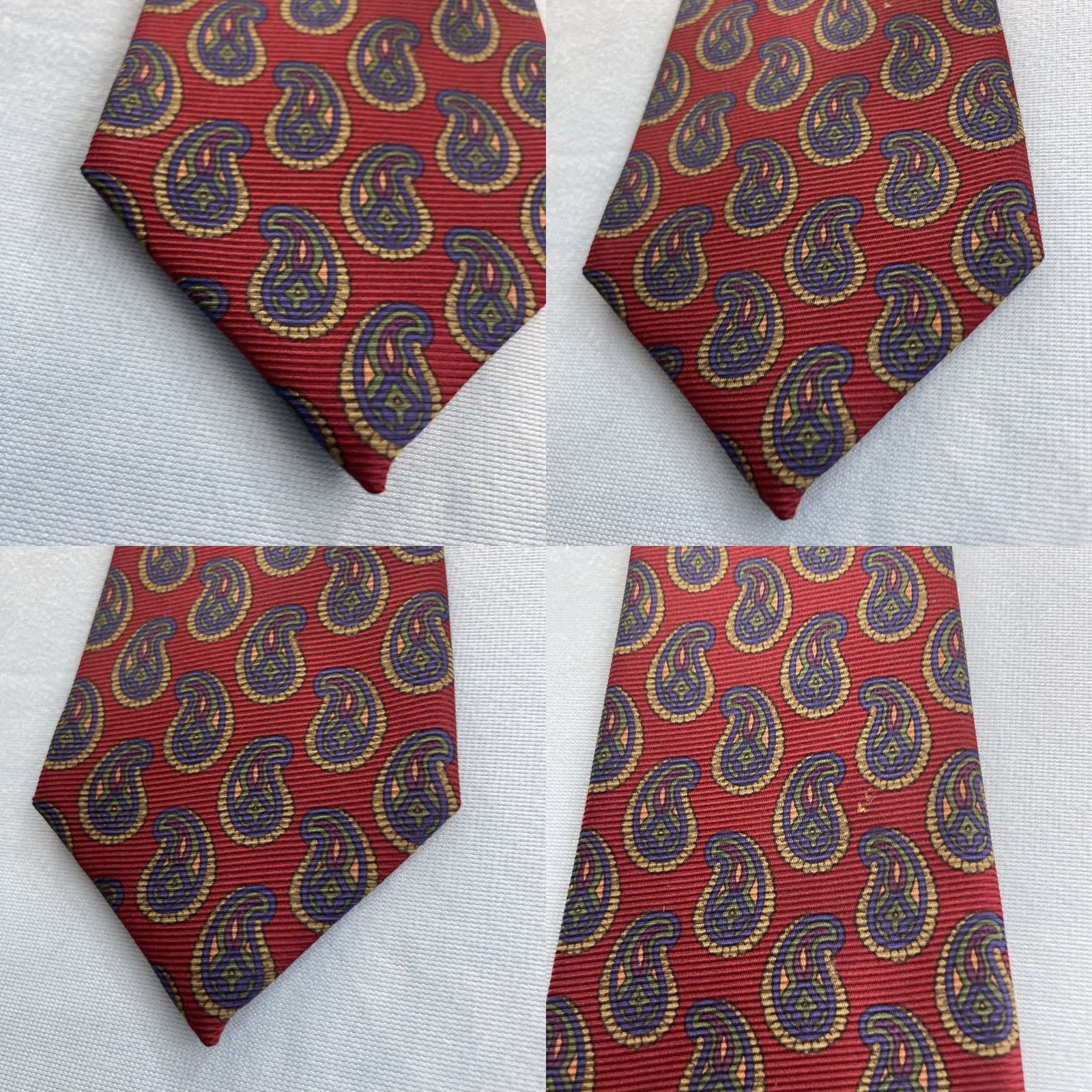 Nordstrom VINTAGE Gitman Bros Tie Silk Paisley Teardrop Red 3.5x56 Men Wide USA N/A Size ONE SIZE - 9 Thumbnail