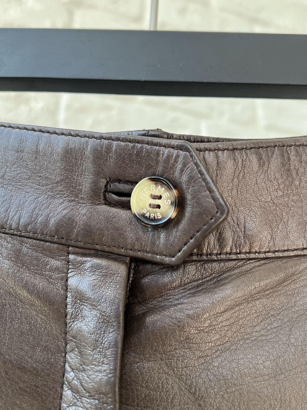 Hermes Hermes Paris Brown Leather Logo Pants Size 27" / US 4 / IT 40 - 7 Thumbnail