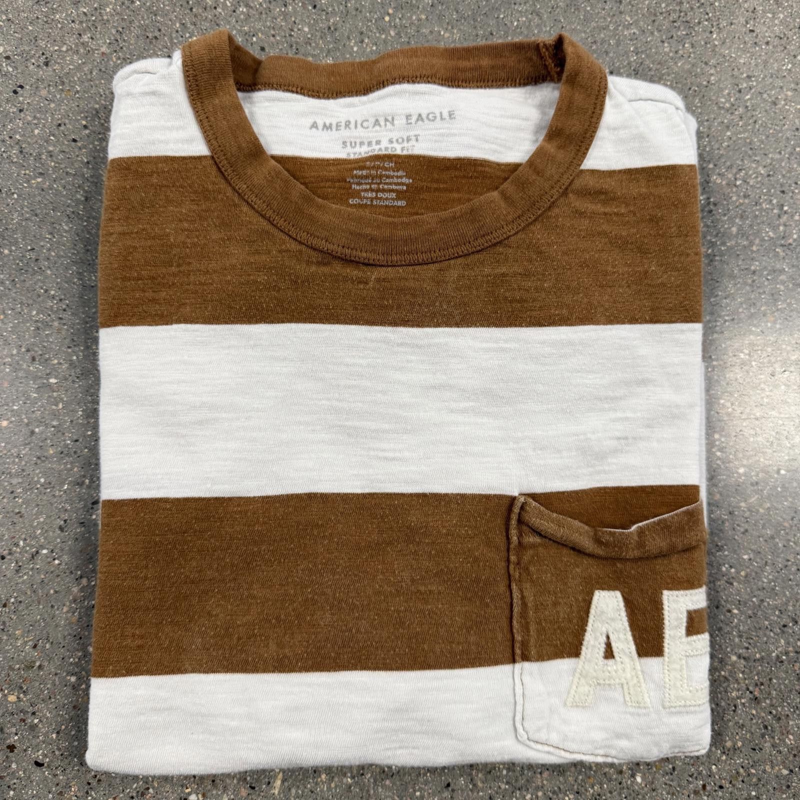 American Eagle Outfitters Single Stitch American Eagle Logo Striped T-Shirt - S Size US L / EU 52-54 / 3 - 8 Thumbnail