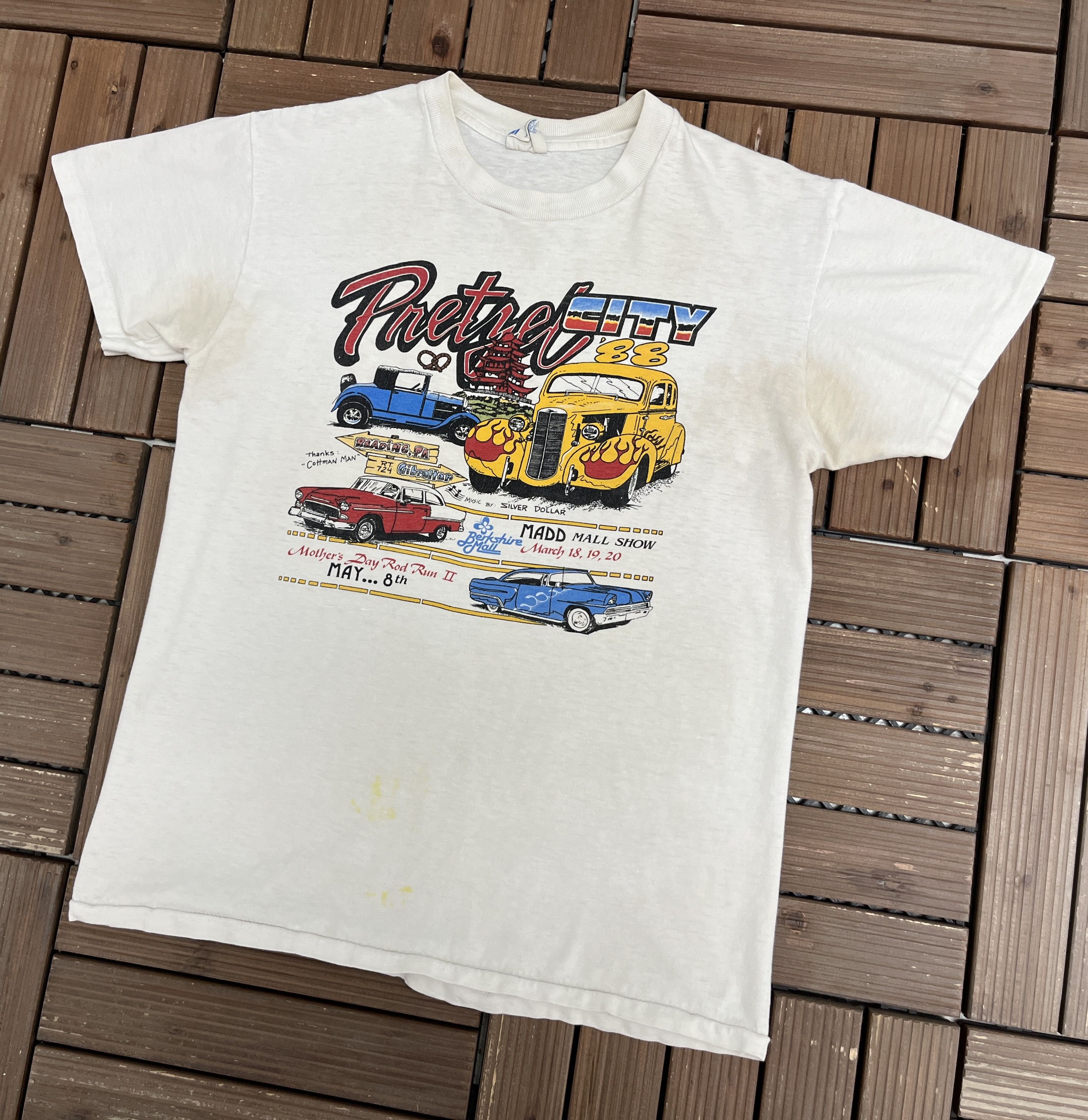 Vintage Pretzel City Car Show '88 Vintage White T-Shirt Tee Size US M / EU 48-50 / 2 - 3 Thumbnail