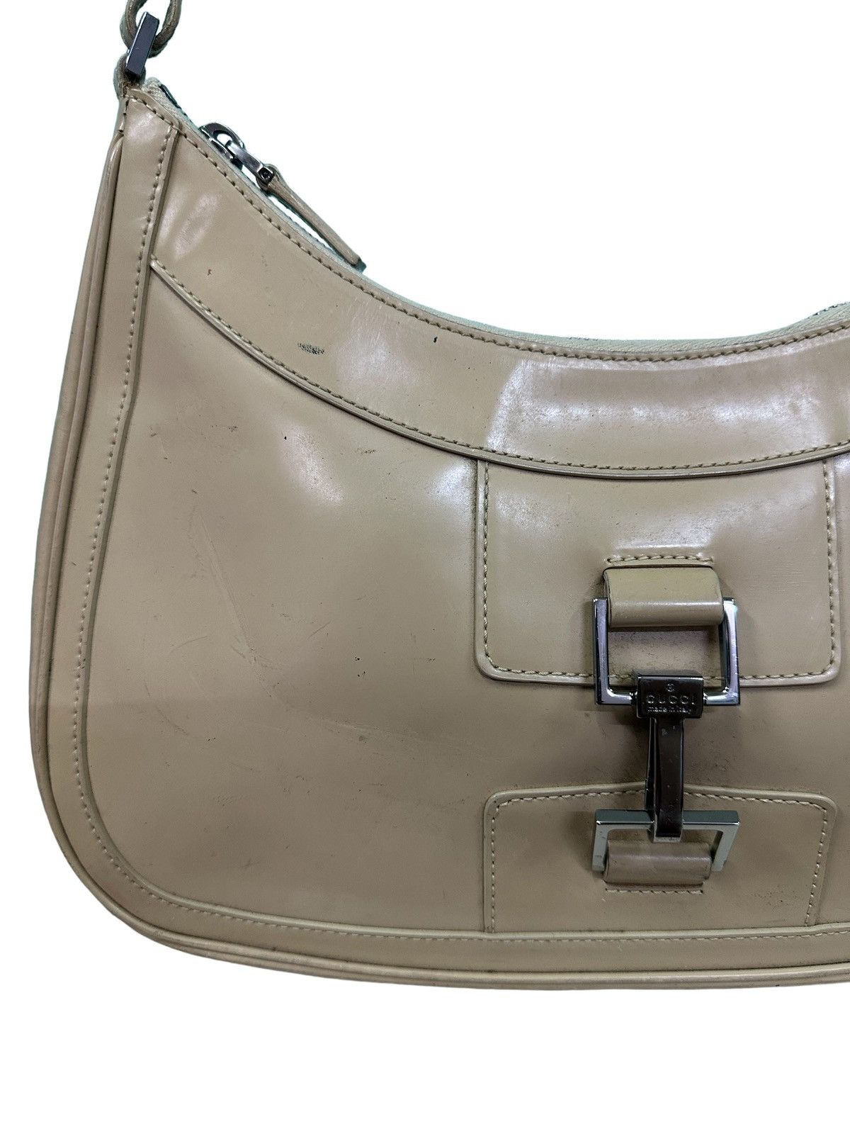 Gucci AUTHENTIC GUCCI BEIGE PATENT LEATHER JACKIE SHOULDER BAG Size ONE SIZE - 8 Thumbnail