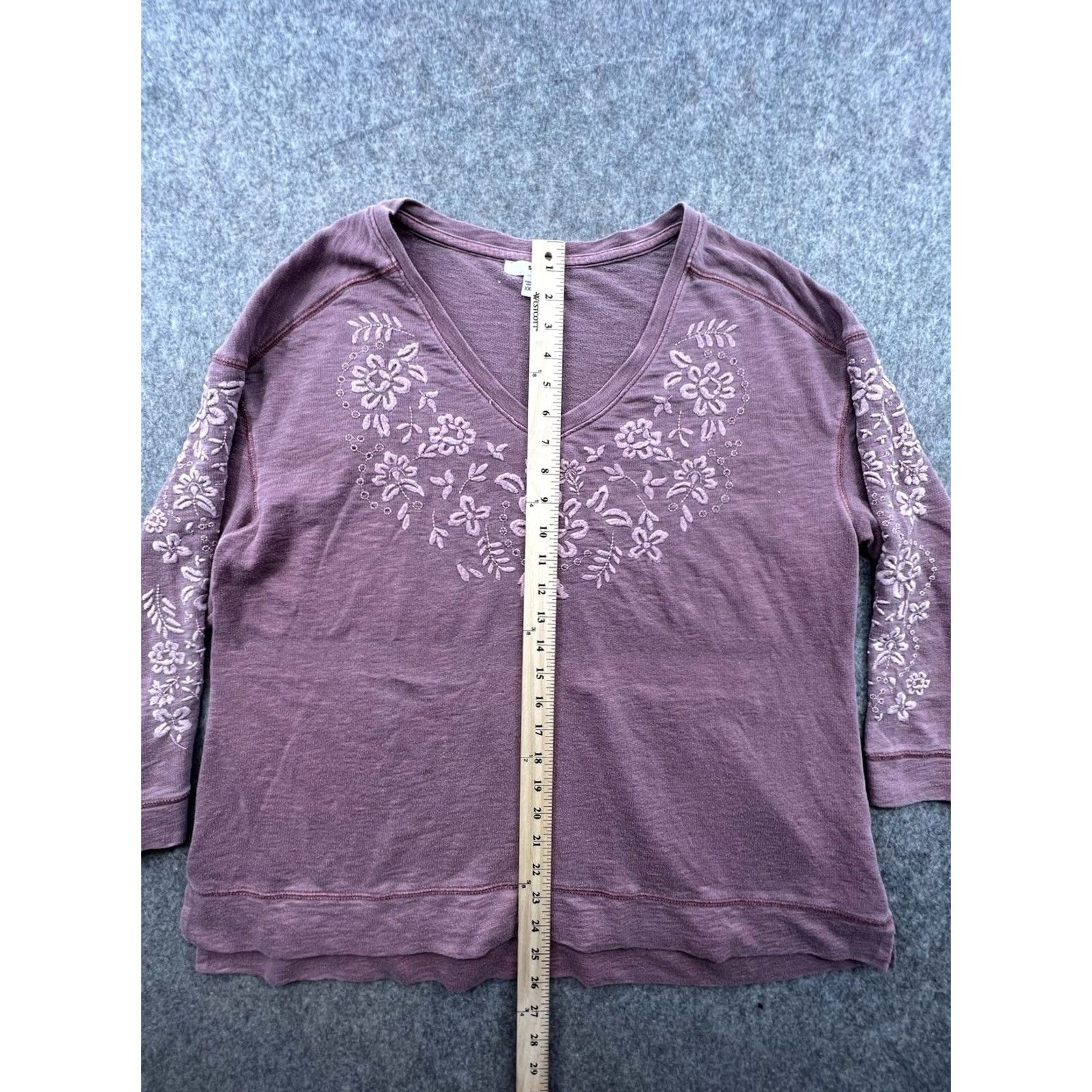 Vintage Sonoma Women's Blouse V-Neck Top Embroidered Floral 3/4 Sleeve Red Knit Cotton Size M Size M / US 6-8 / IT 42-44 - 3 Thumbnail