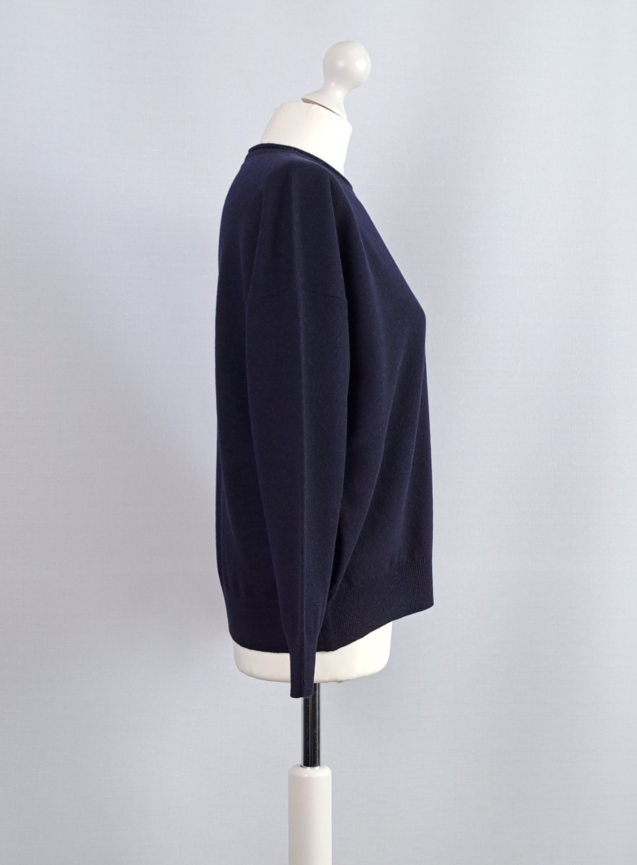 Peserico Cappellini wool/cashmere dark blue pullover. Size 42IT. Size M / US 6-8 / IT 42-44 - 2 Thumbnail