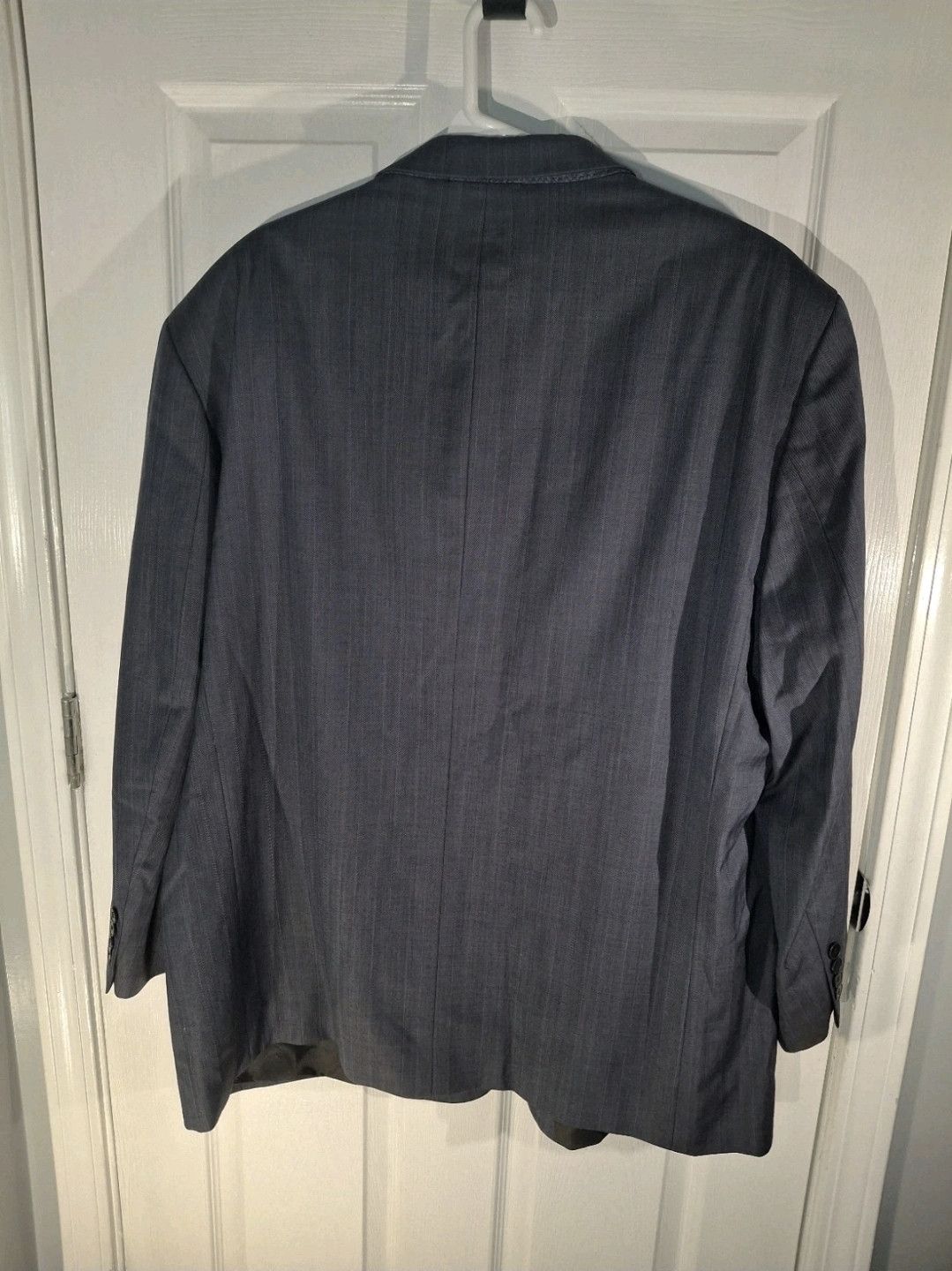 Oscar De La Renta Oscar de la Renta Blue Herringbone Pinstripe Wool Blazer Size 50R - 5 Thumbnail