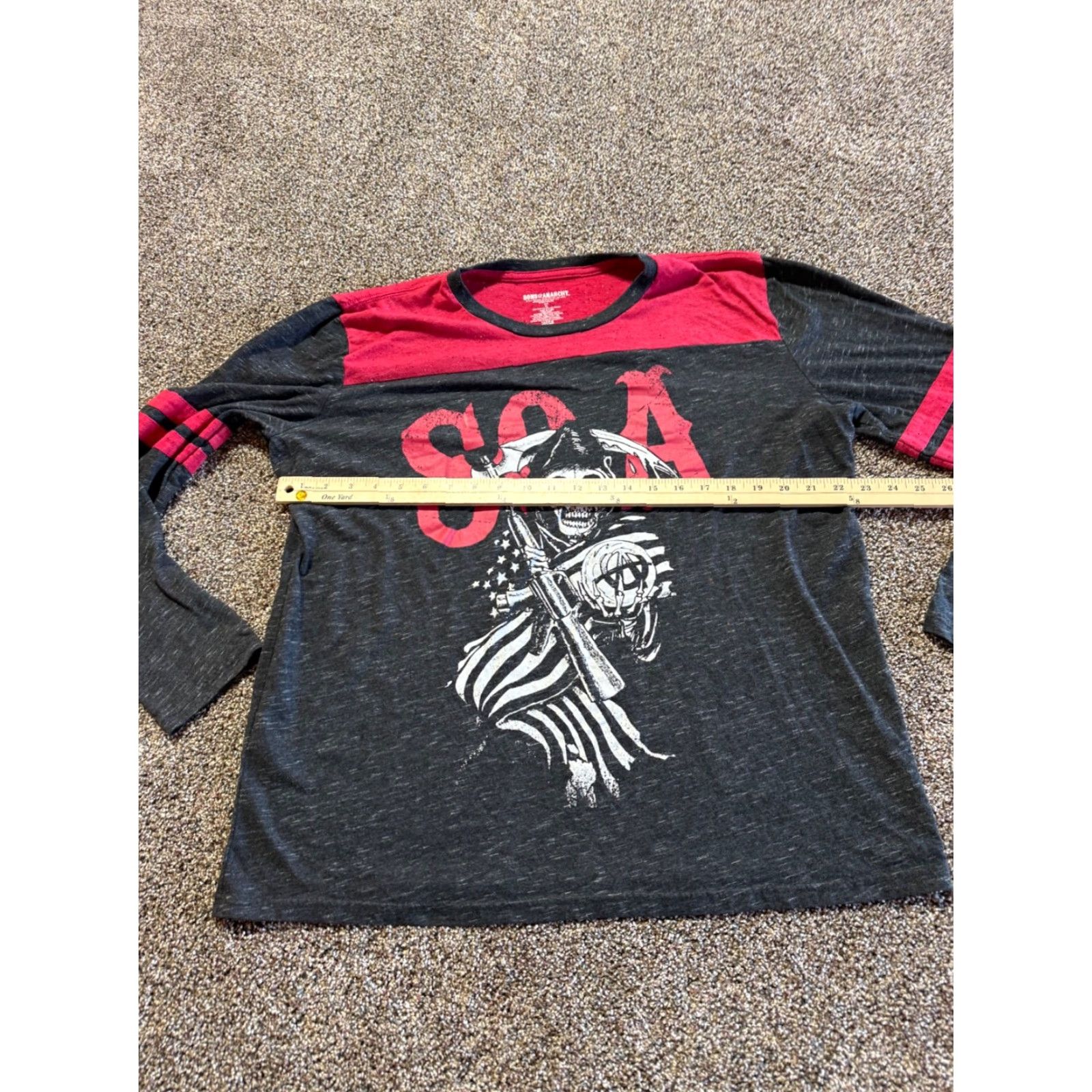 Vintage Sons Of Anarchy Mens Shirt XL Red Long Sleeve Cotton Blend SOA T-Shirt Crew Neck Graphic Print Size US XL / EU 56 / 4 - 6 Thumbnail