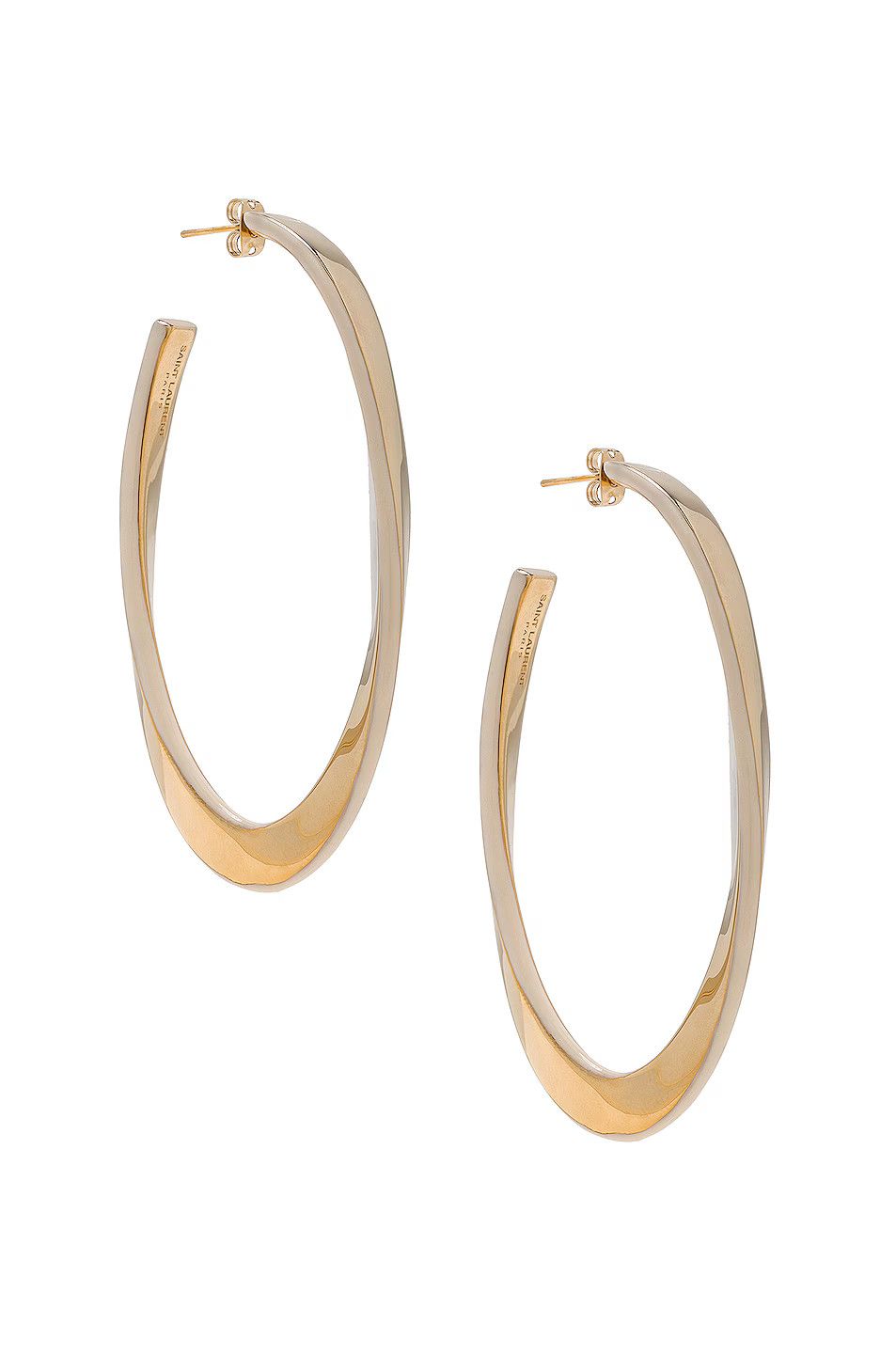 Saint Laurent Paris o1la1rc1a0525 Size: OS / 730692 Oval Curved Hoop Earrings Size ONE SIZE - 1 Thumbnail