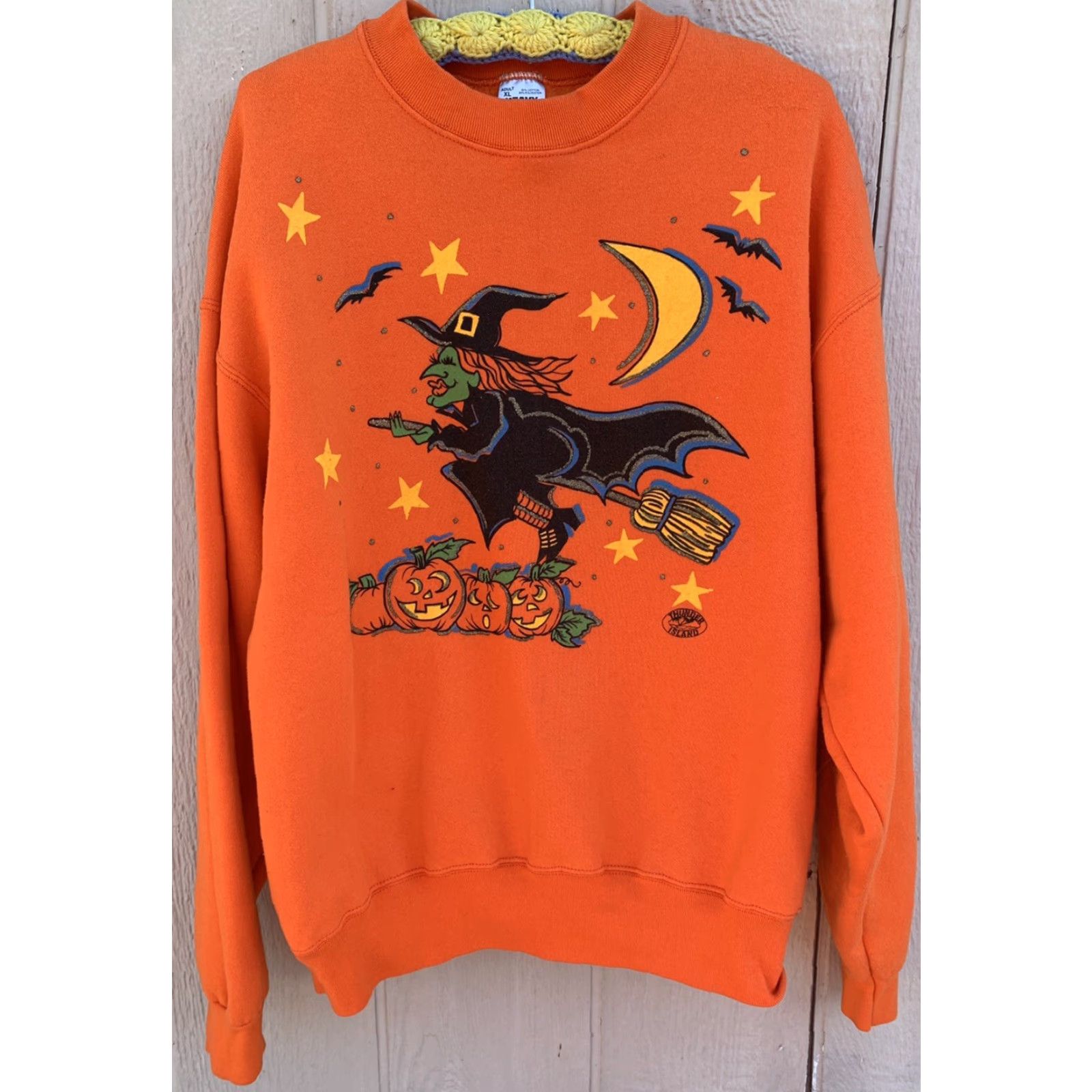 Fruit Of The Loom VINTAGE Fruit of the Loom Sweatshirt Halloween Witch Pumpkins 90s Graphic Print Pullover Long Sleeve Orange XL Unisex Adults Size US XL / EU 56 / 4 - 3 Thumbnail