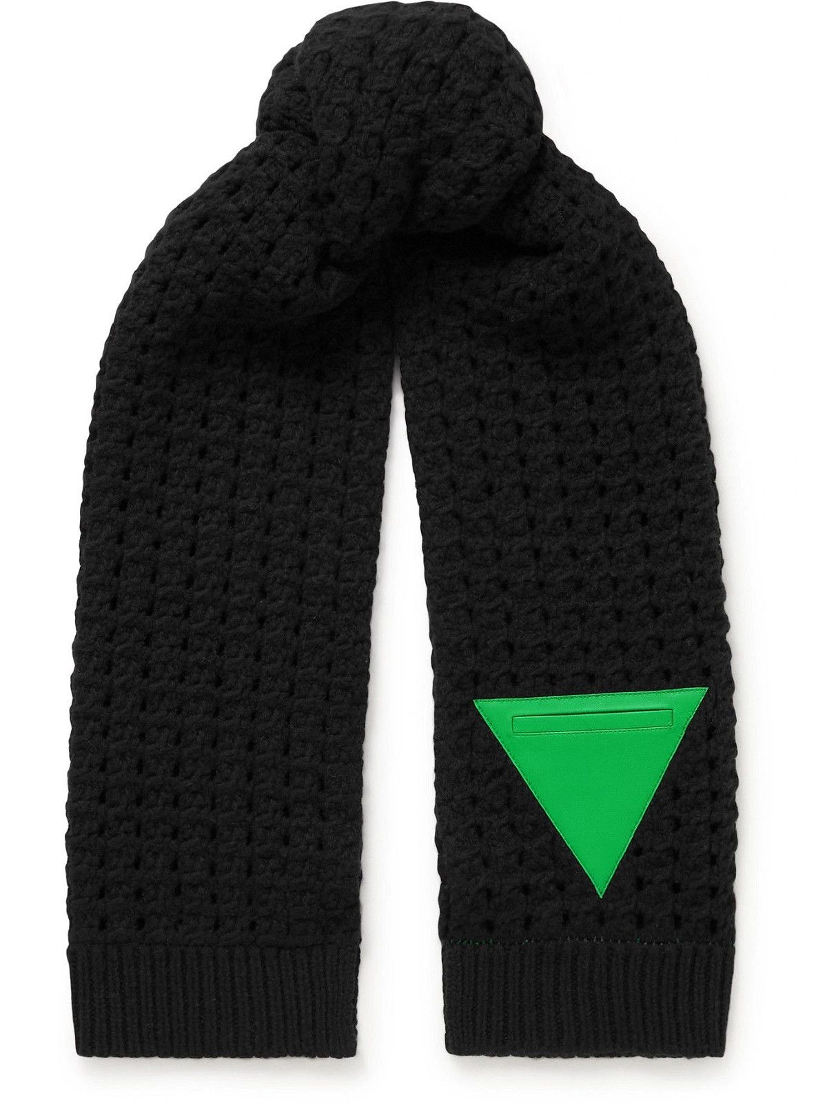 image of Bottega Veneta Cable Triangle Patch Scarf in Black, Men's