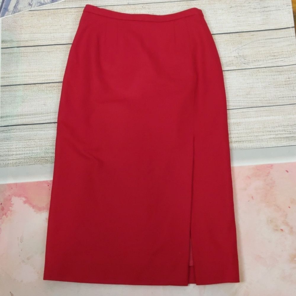 Other Sigrid OlseN - wool red pencil skirt size 2 petite Size 26" / US 2 / IT 38 - 1 Thumbnail