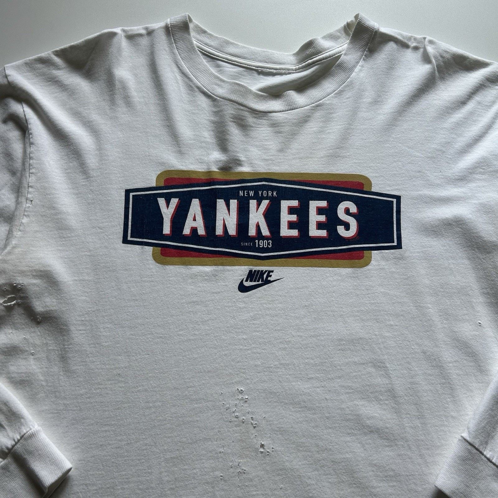 MLB Vintage Nike T Shirt XL Y2K New York Yankees MLB Long Sleeve Size US XL / EU 56 / 4 - 2 Thumbnail