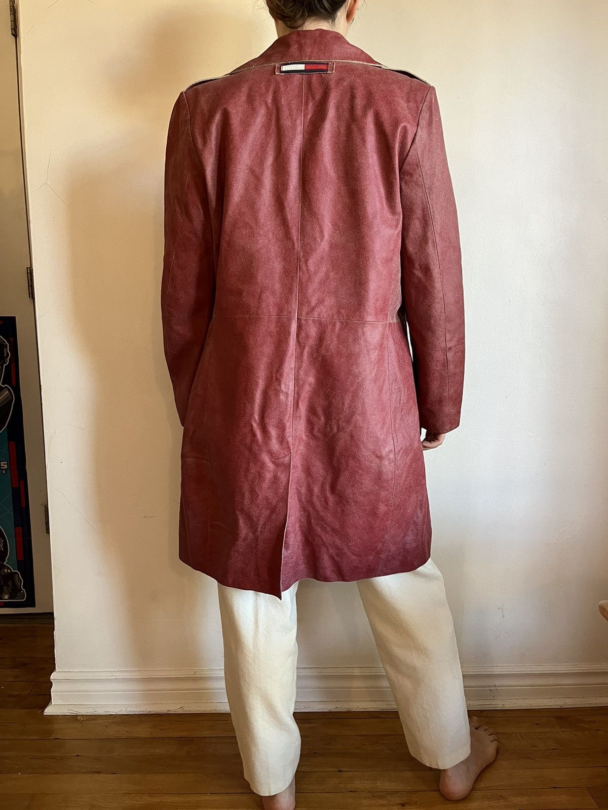 Leather Streetwear Tommy Hilfiger Tommy Hilfiger distressed red leather trench coat M Grailed