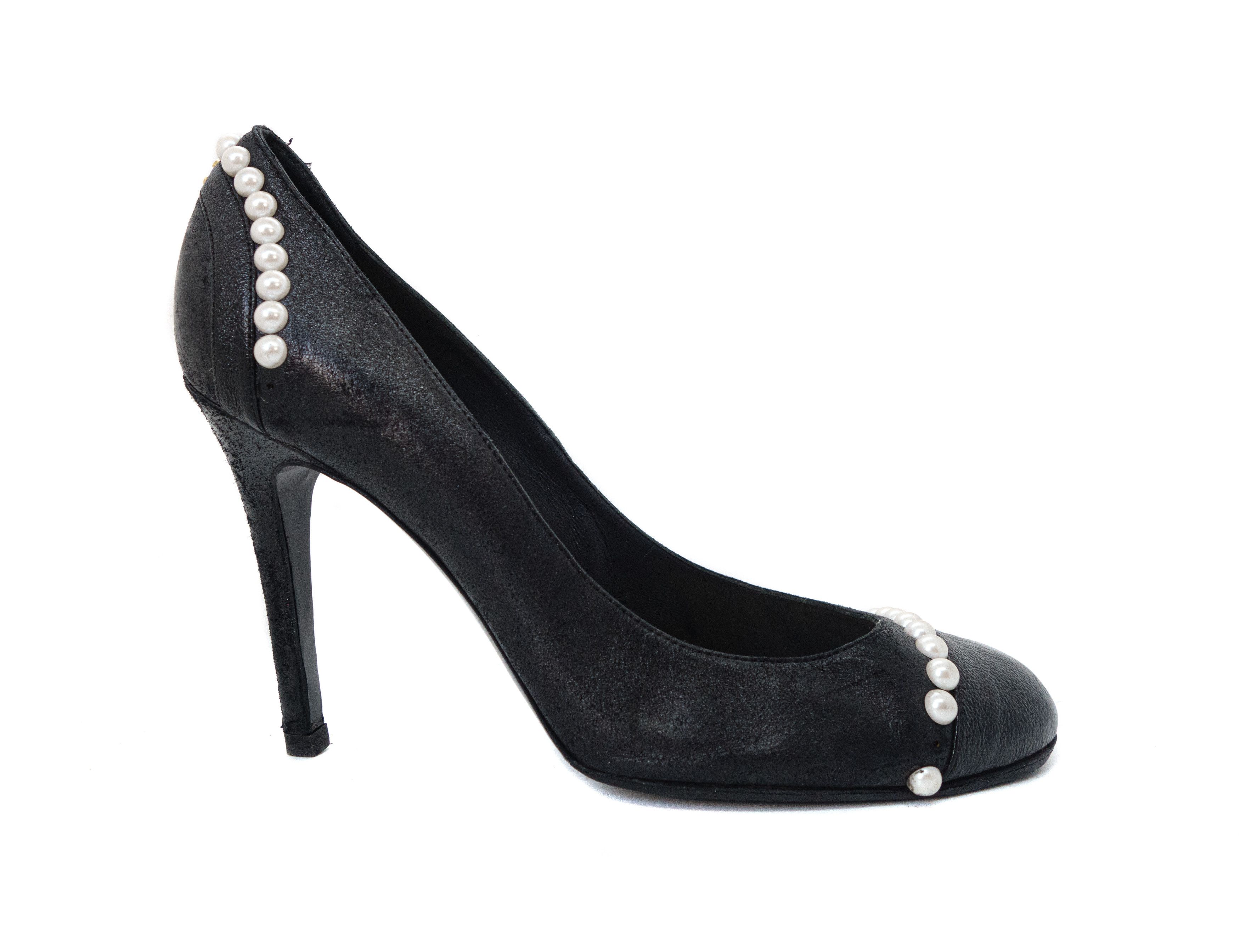 Chanel CC Logo Pearl Leather Heels Size US 11.5 / IT 41.5 - 2 Thumbnail