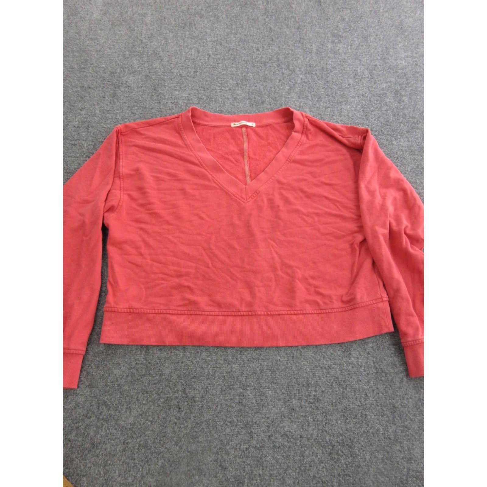 Marine Layer Marine Layer Sweatshirt Womens M Pink V-Neck Pullover Cropped Size M / US 6-8 / IT 42-44 - 2 Thumbnail