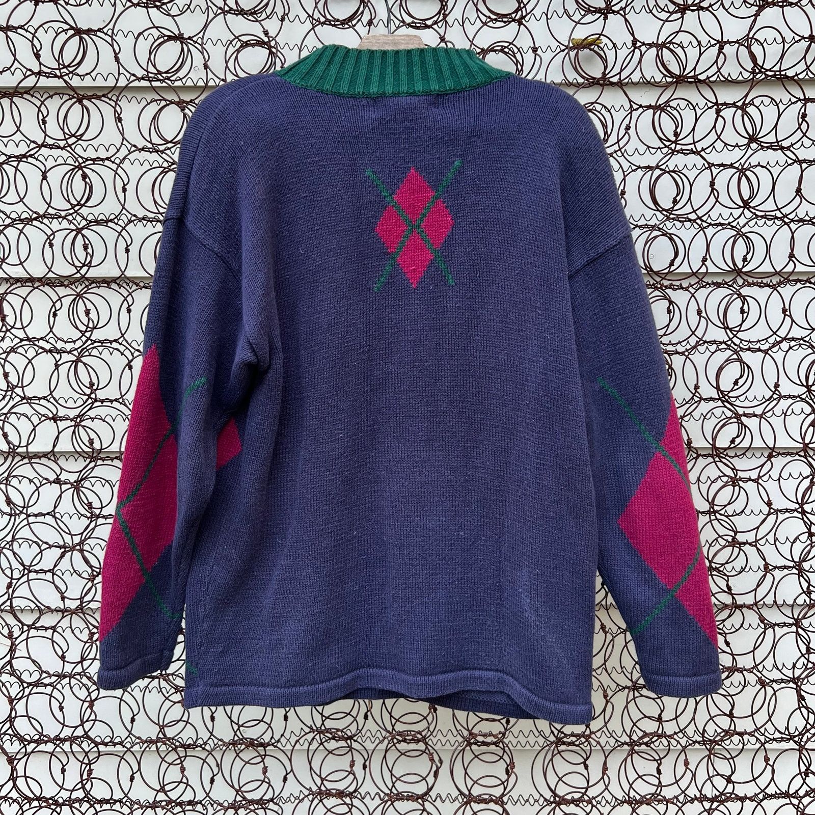 Vintage Vintage 90s Idioms argyle diamond knit oversized sweater Size US S / EU 44-46 / 1 - 3 Thumbnail