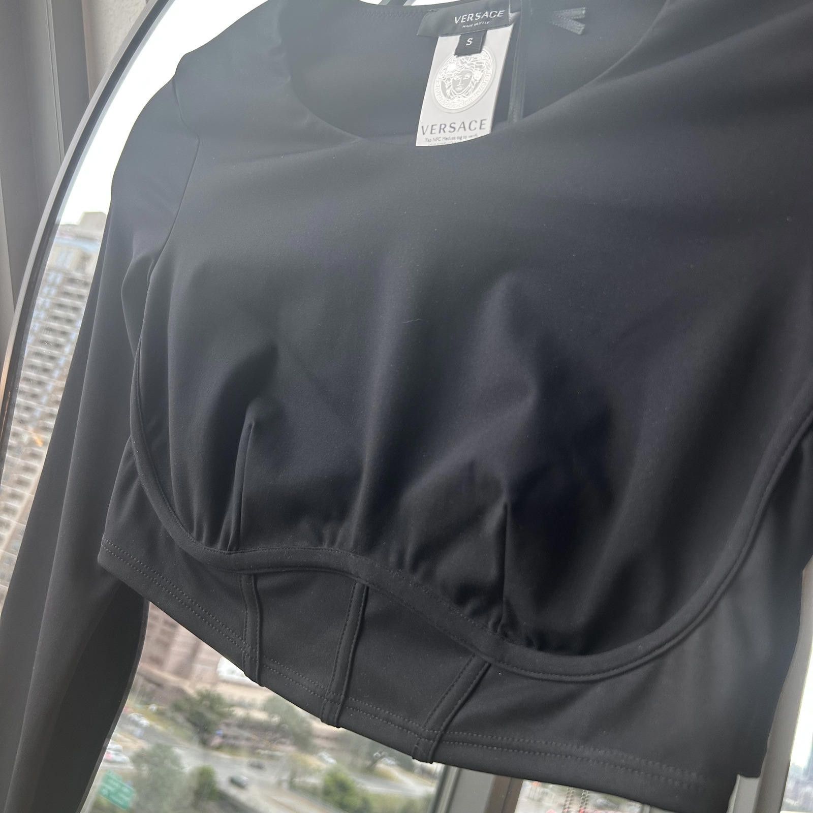 Versace Versace Black Long Sleeve Crop Top Size S Size S / US 4 / IT 40 - 5 Thumbnail