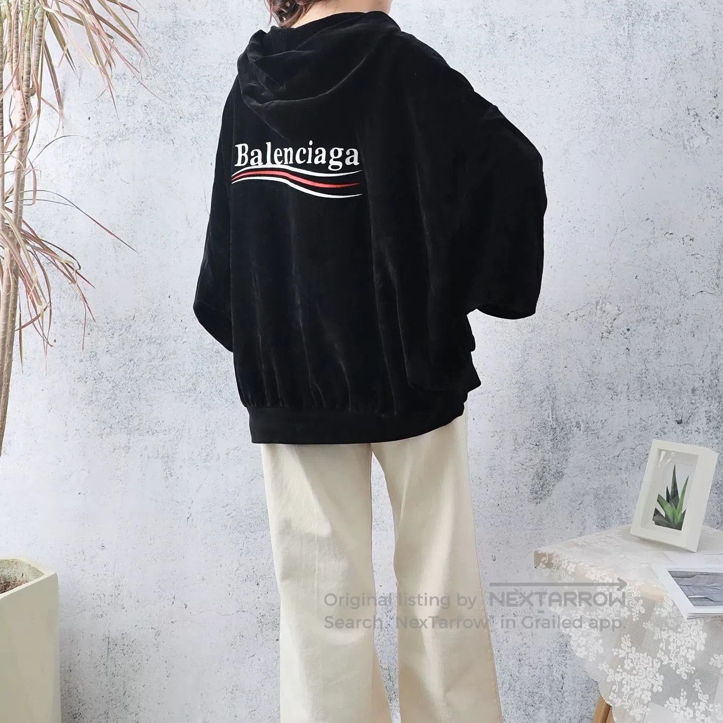 Balenciaga Balenciaga Black Cotton Velvet Hooded Top. Size M / US 6-8 / IT 42-44 - 3 Thumbnail