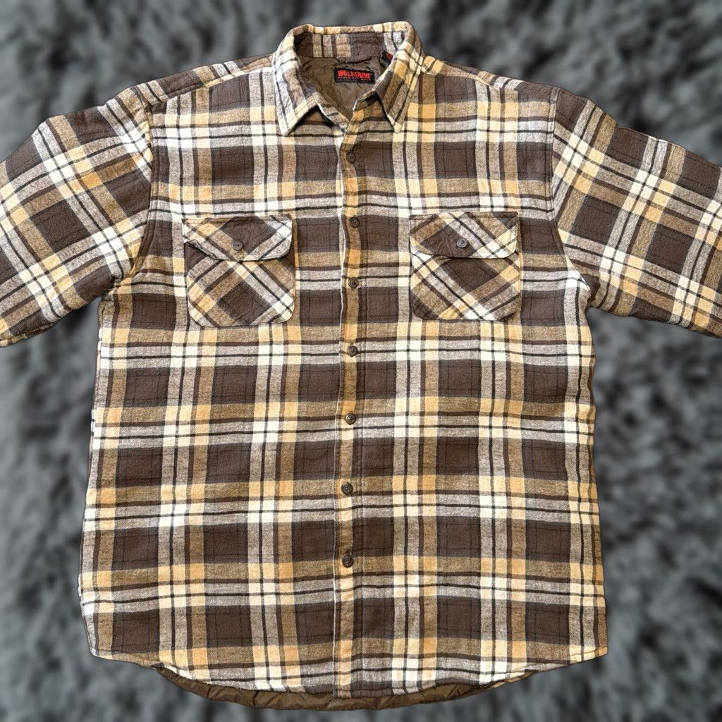 Vintage VINTAGE Wolverine Lined Brown Plaid Button Down Flannel Shirt Men’s XL Tall Size US XL / EU 56 / 4 - 1 Thumbnail