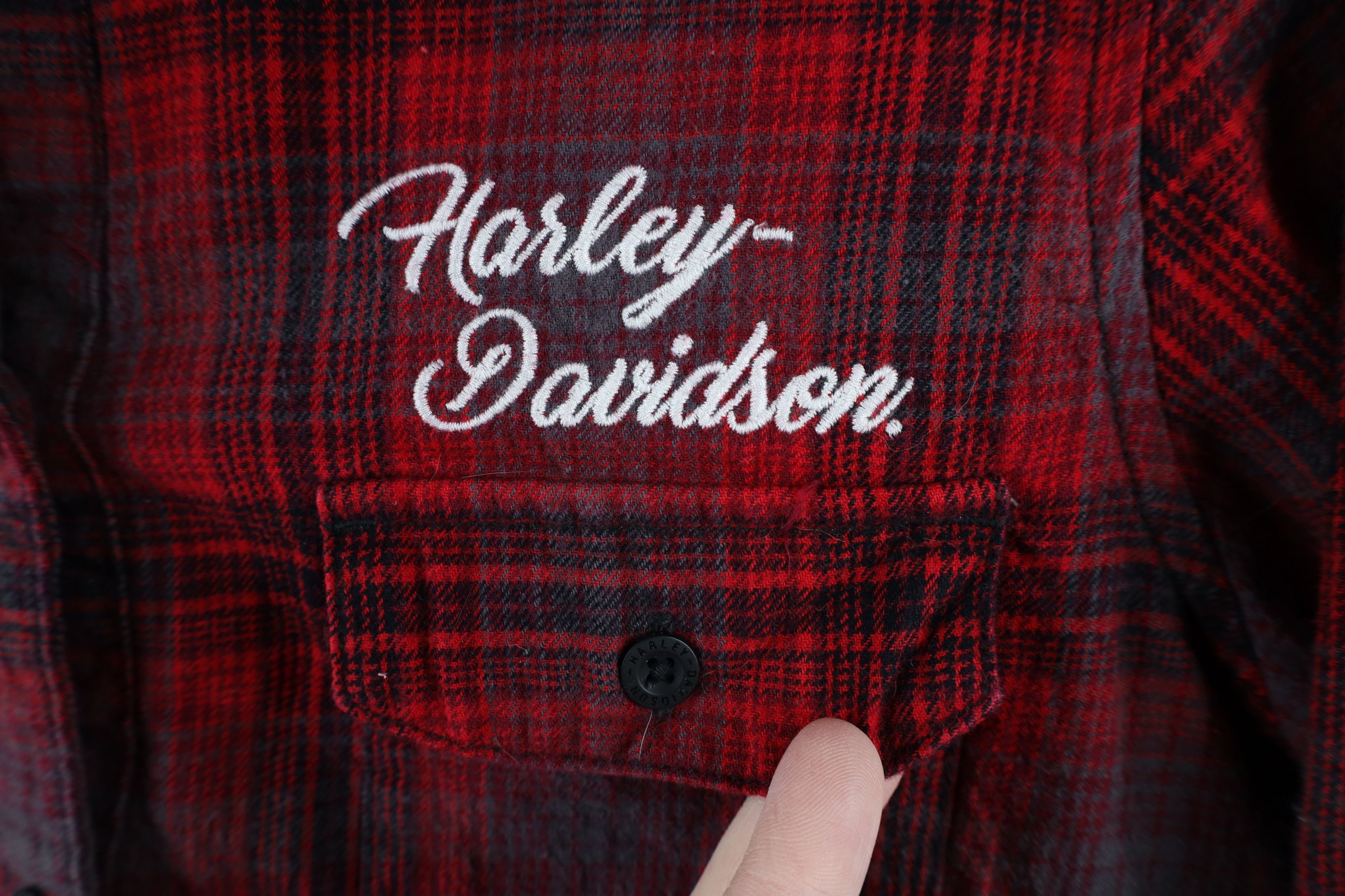 Harley Davidson × Vintage Vintage Harley Davidson Spell Out Flannel Button Shirt Plaid Size S / US 4 / IT 40 - 4 Thumbnail