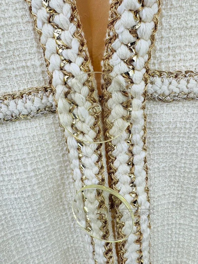 Chanel Chanel Metropolitan Series White Gold Knitted Coat Size XS / US 0-2 / IT 36-38 - 3 Thumbnail
